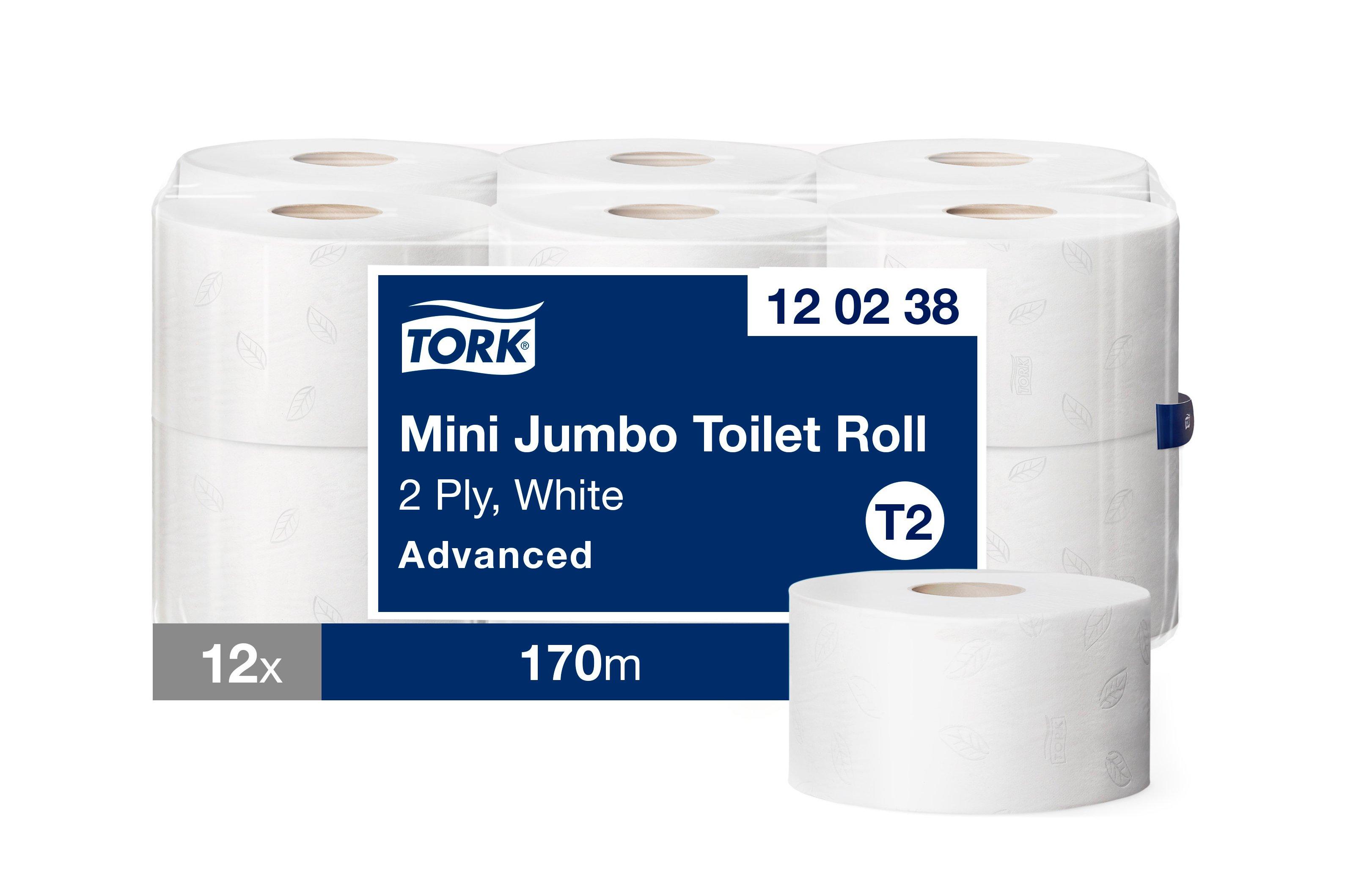 Tork Mini Jumbo Toilet Roll 2.25" 2ply 170m
