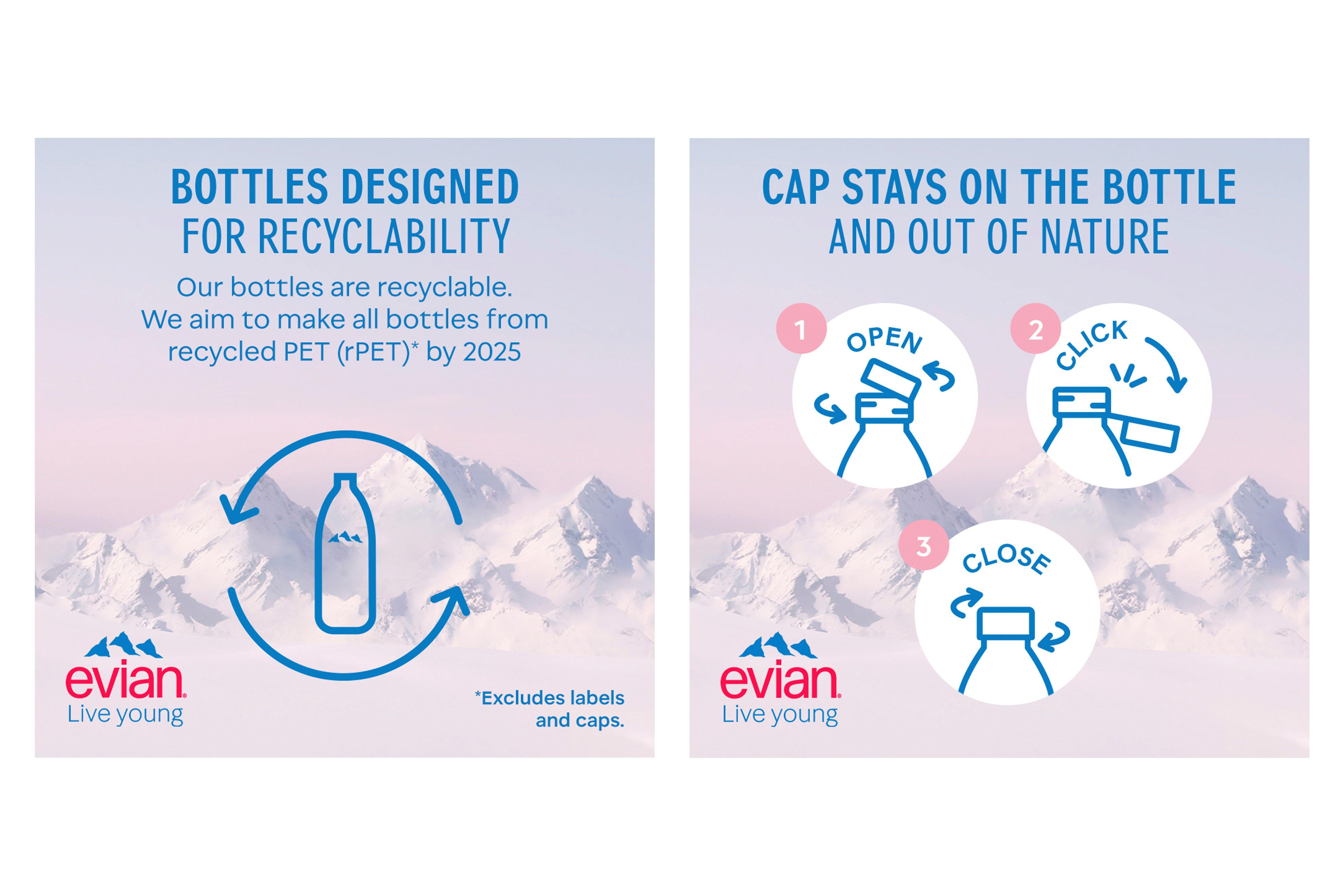 Evian Natural Spring Water, Naturally Filtered, 1 Liter Bottle (33.8