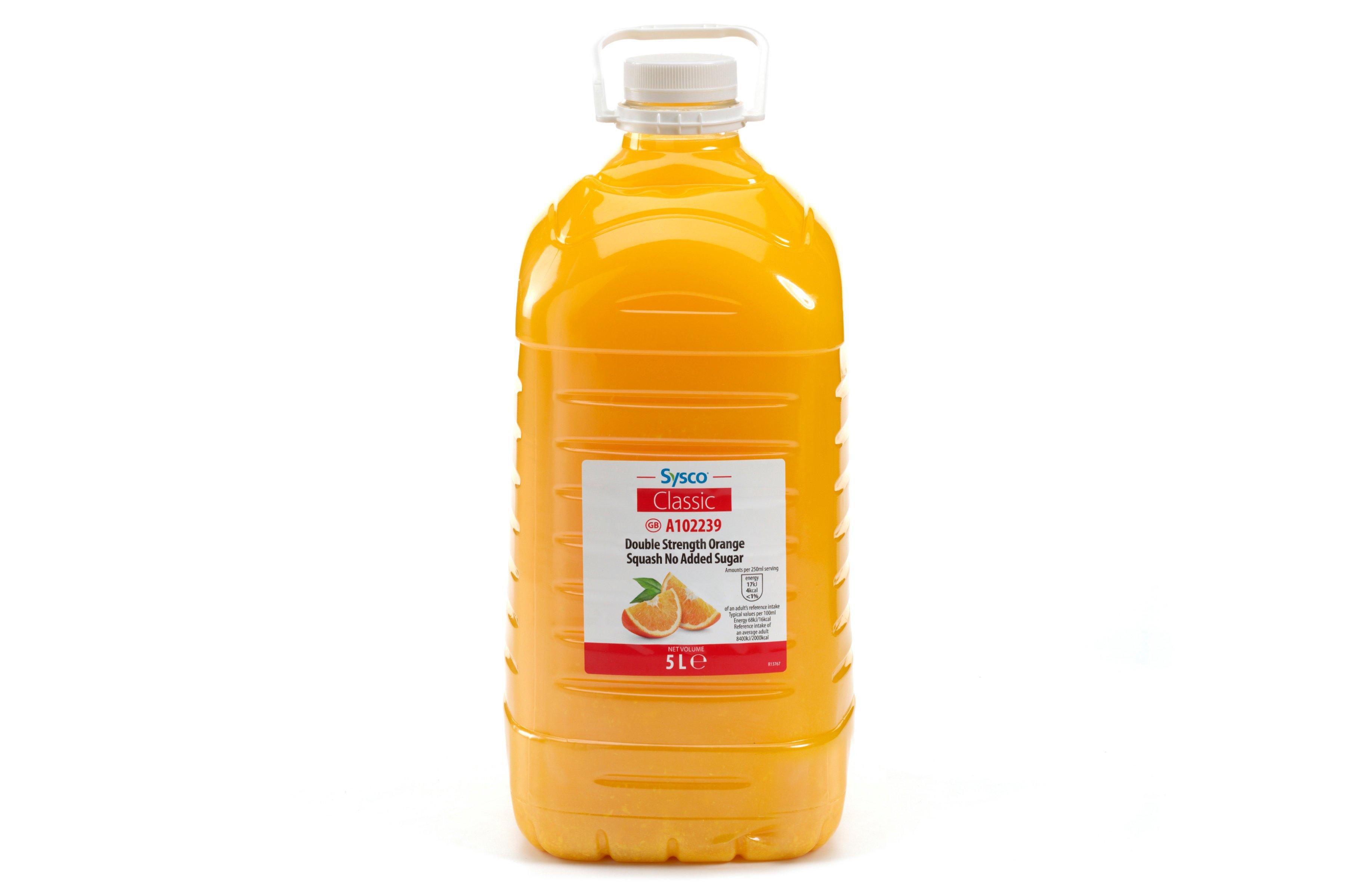 Sysco Classic Double Strength Orange Squash No Added Sugar 5L