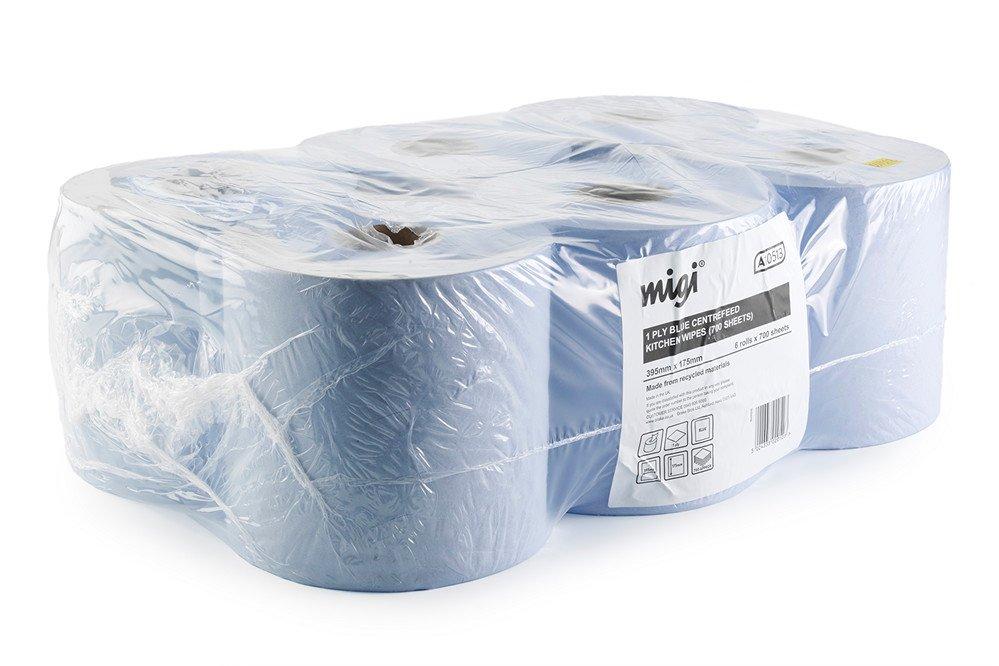 Sysco Essentials 1 Ply Blue Centrefeed Kitchen Wipes