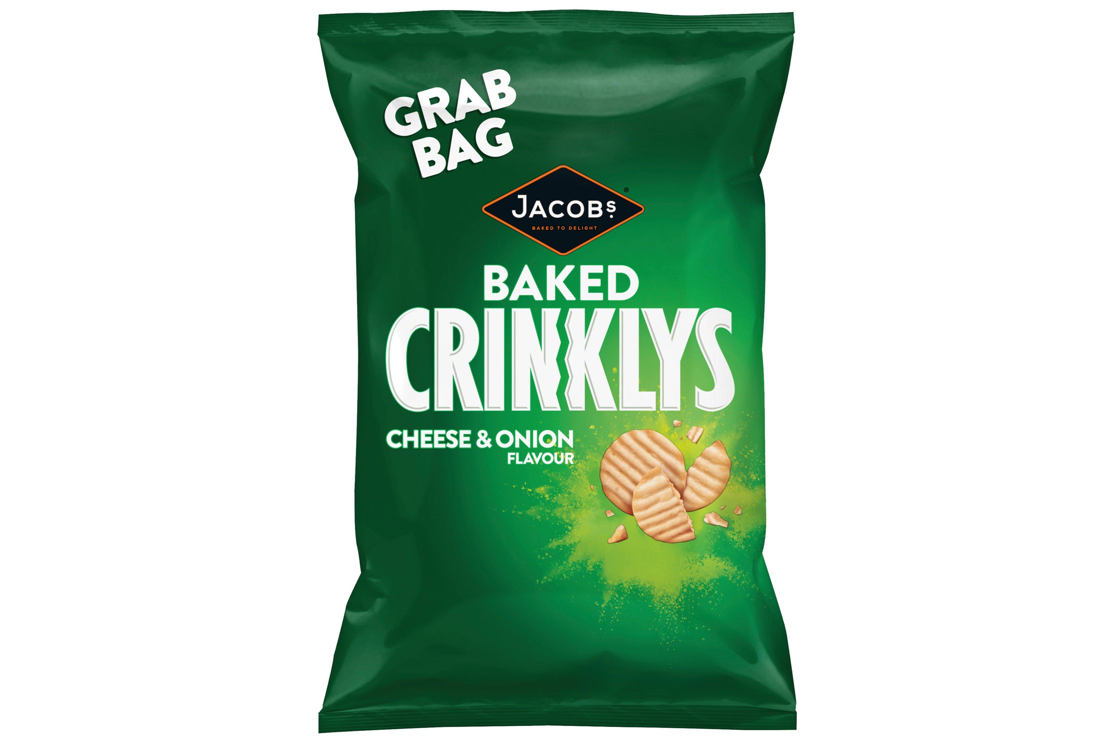 Jacob's Crinkley's Cheese & Onion Flavour Baked Snacks Grab Bag, 45g