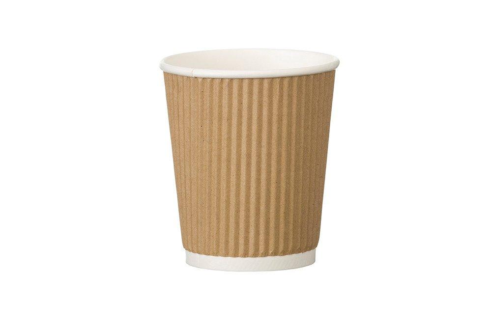 4Aces Double Wall Kraft Ripple Hot Cups - 8oz