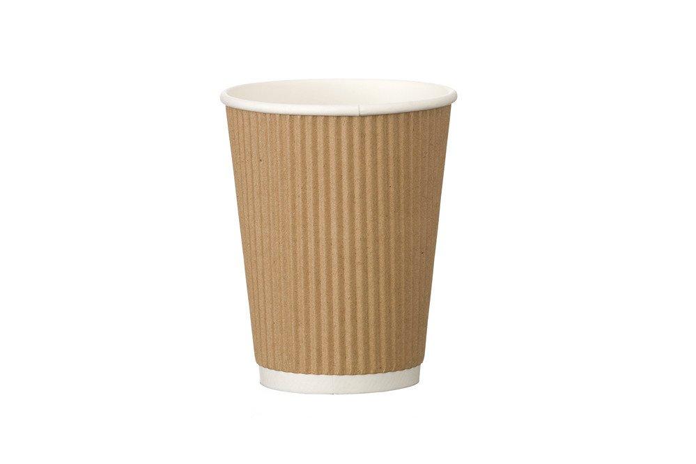 4Aces Double Wall Kraft Ripple Hot Cups - 12oz