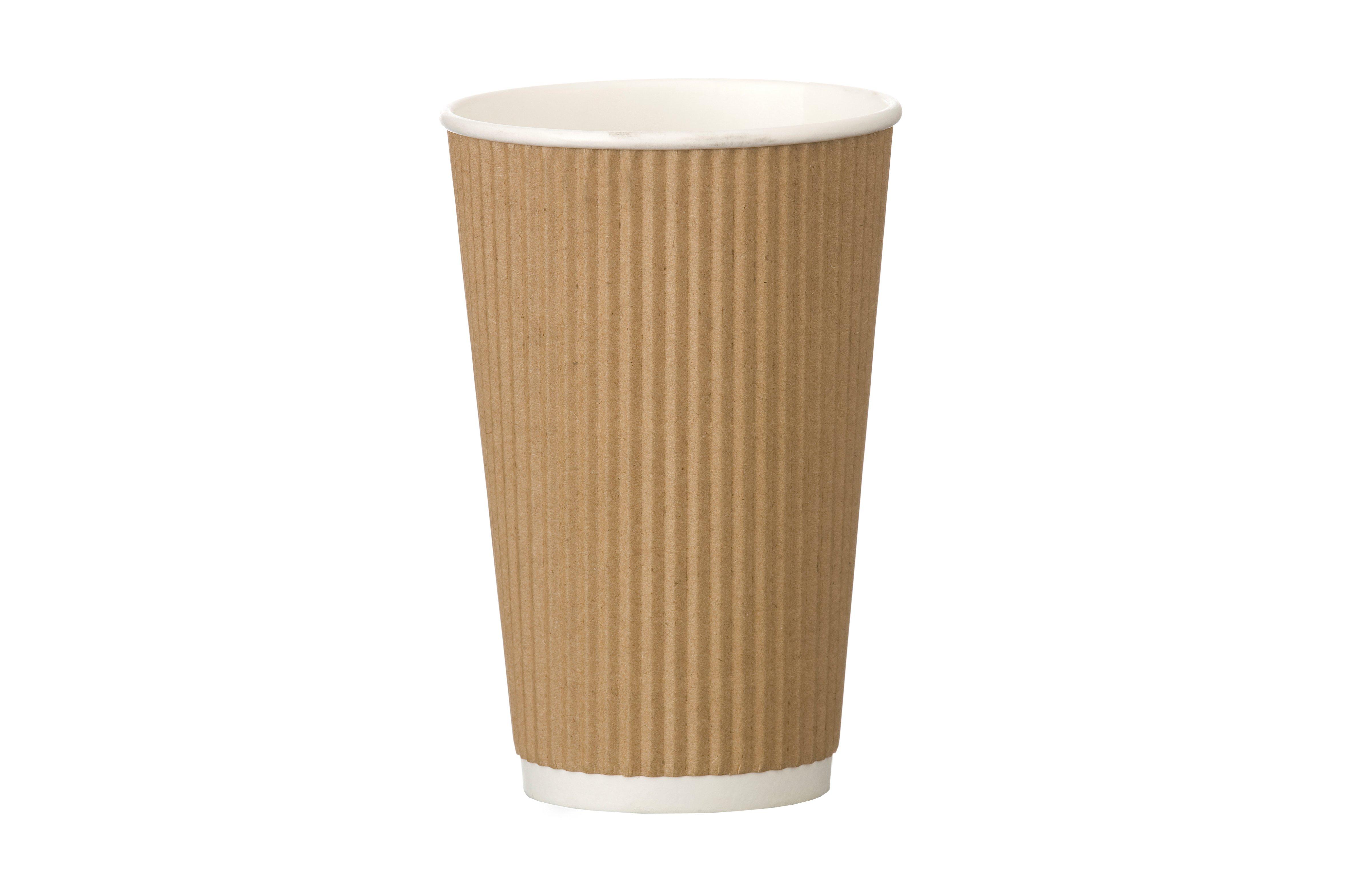 4Aces Double Wall Kraft Ripple Hot Cups - 16oz