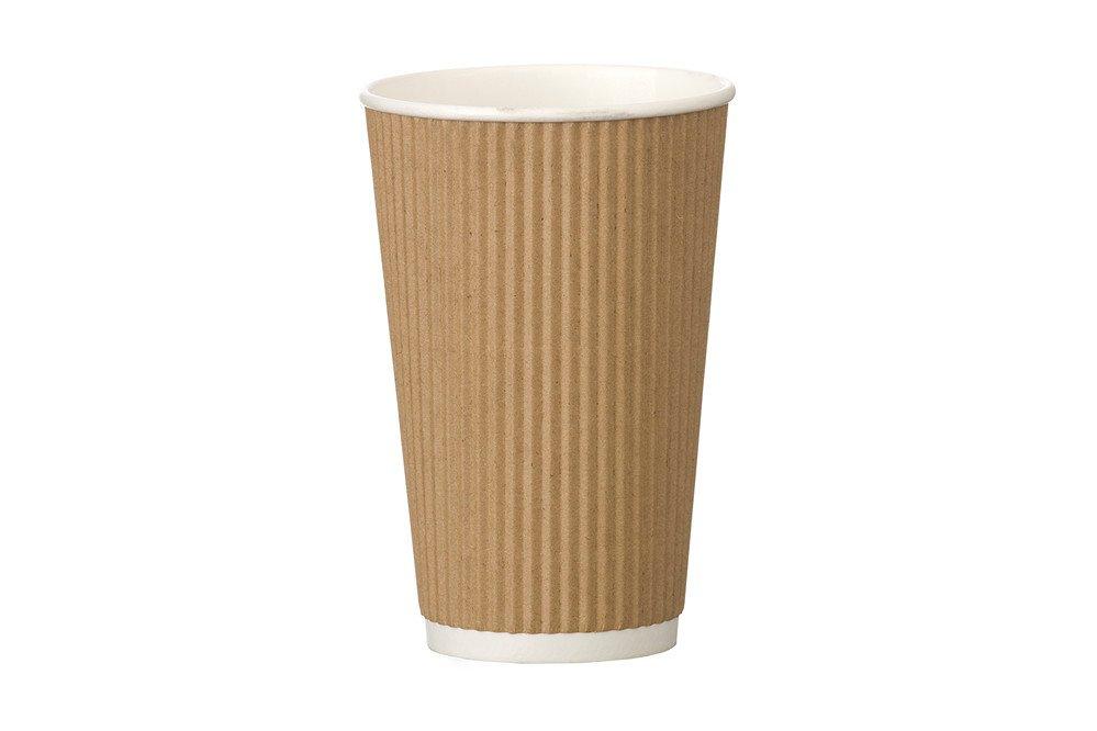 4Aces Double Wall Kraft Ripple Hot Cups - 16oz