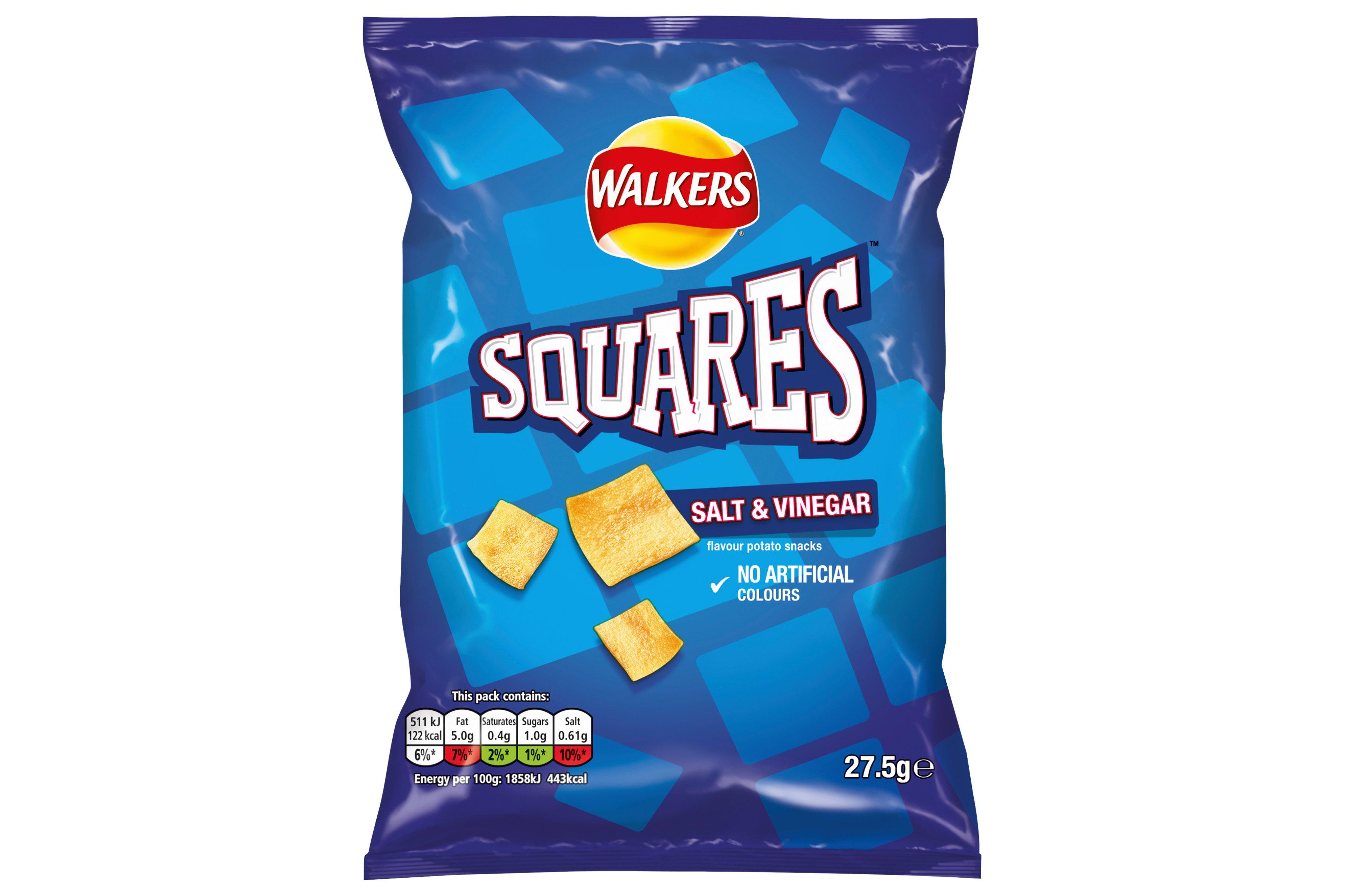 Walkers Squares Salt & Vinegar Snack Crisps 27.5g
