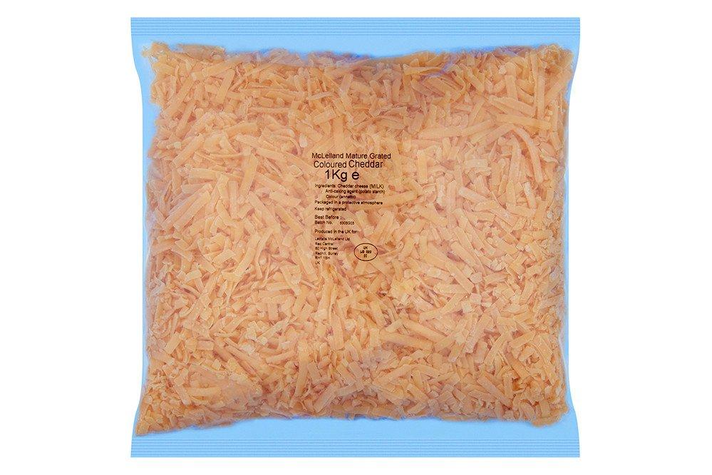McLelland Mature Grated Coloured Cheddar 1kg (Scotland Only)