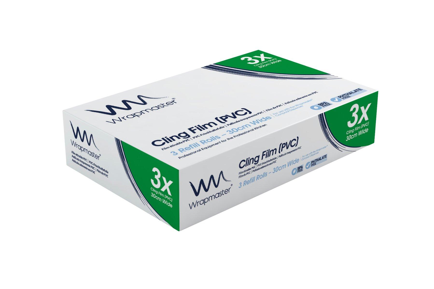 Wrapmaster 3000 PVC Cling Film Refill Rolls - 30cm x 225m x 3