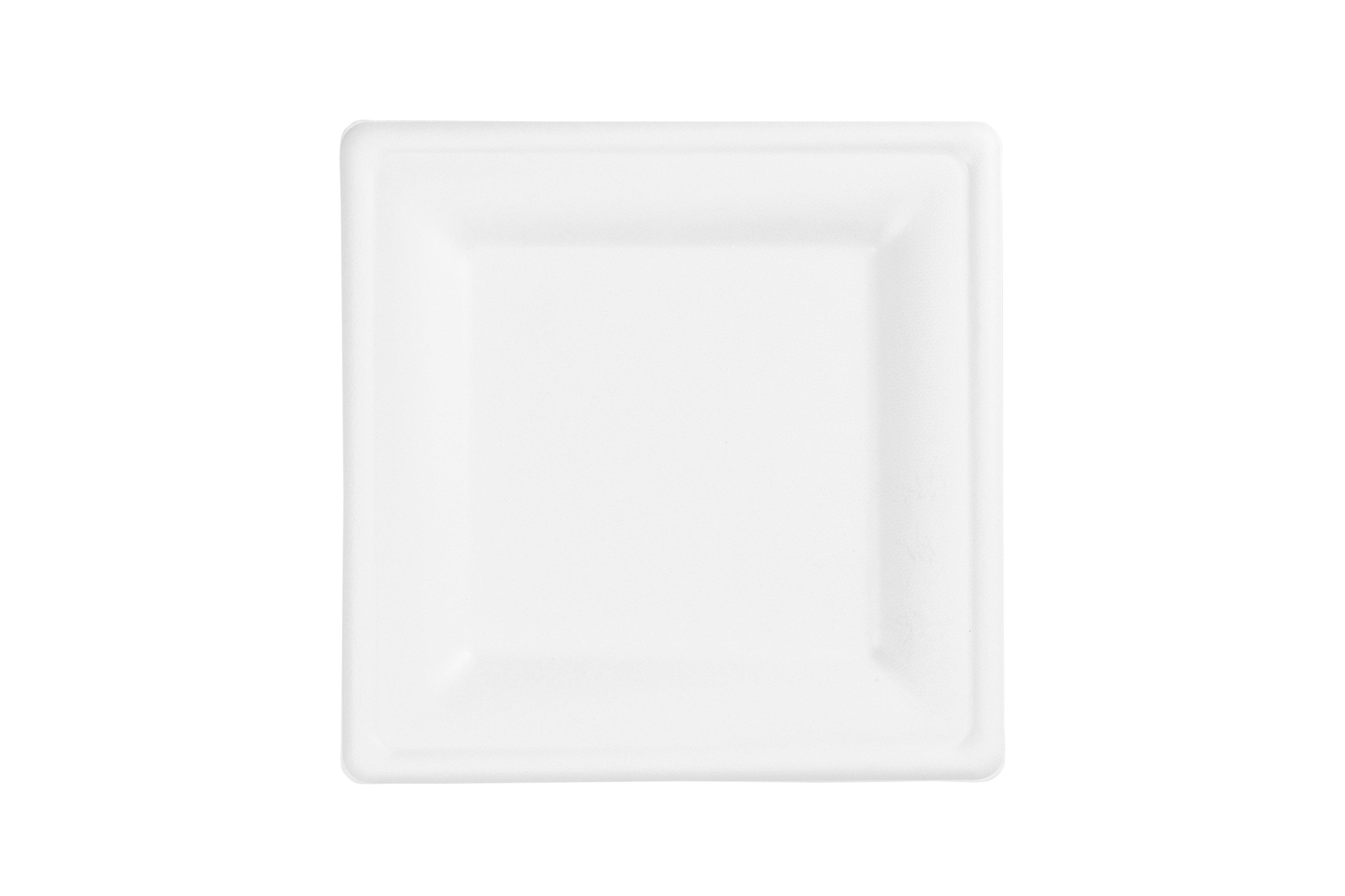 Vegware White Bagasse Square Plate 8"