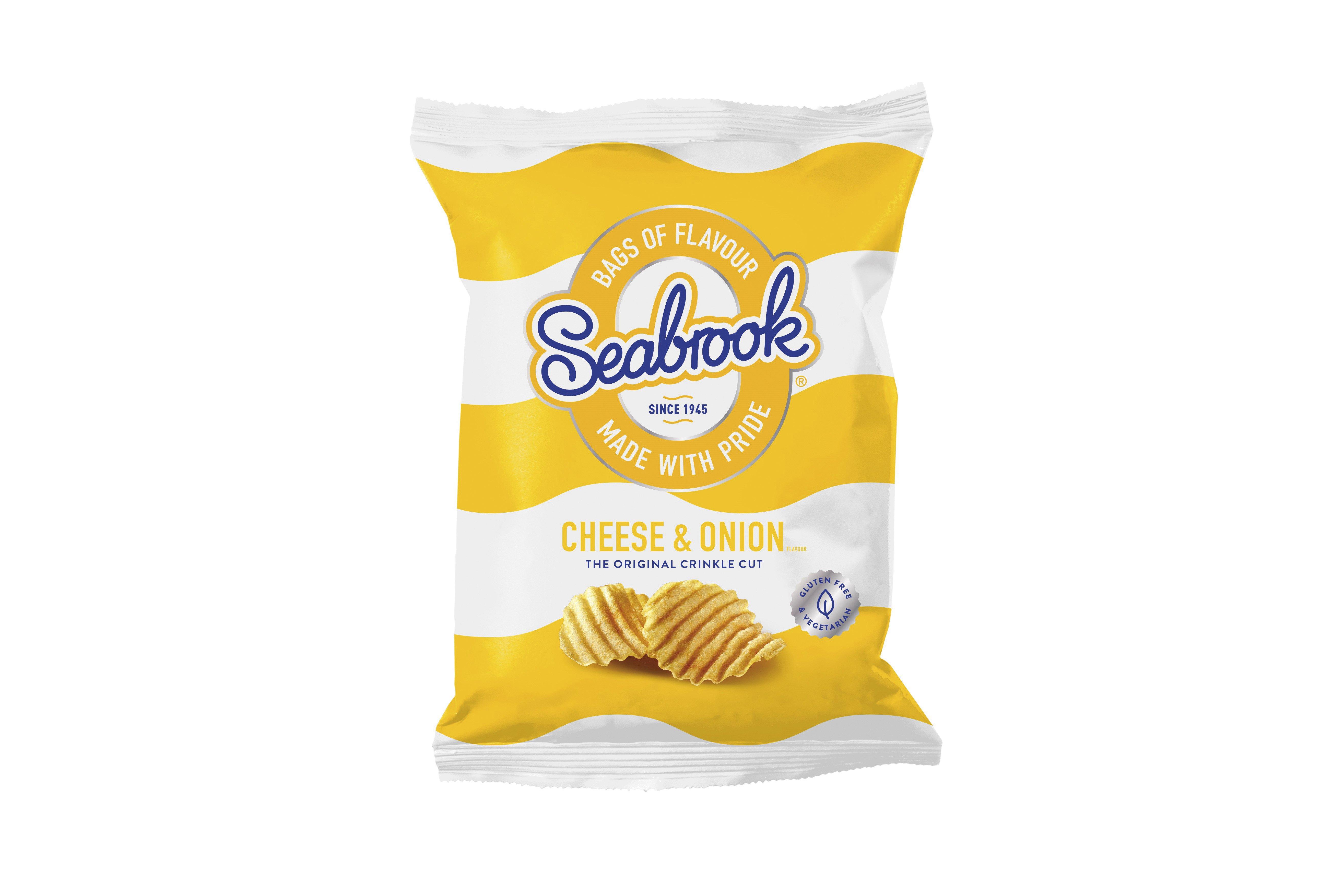 Seabrook Crinkle Cut Cheese & Onion flavour Potato crisps