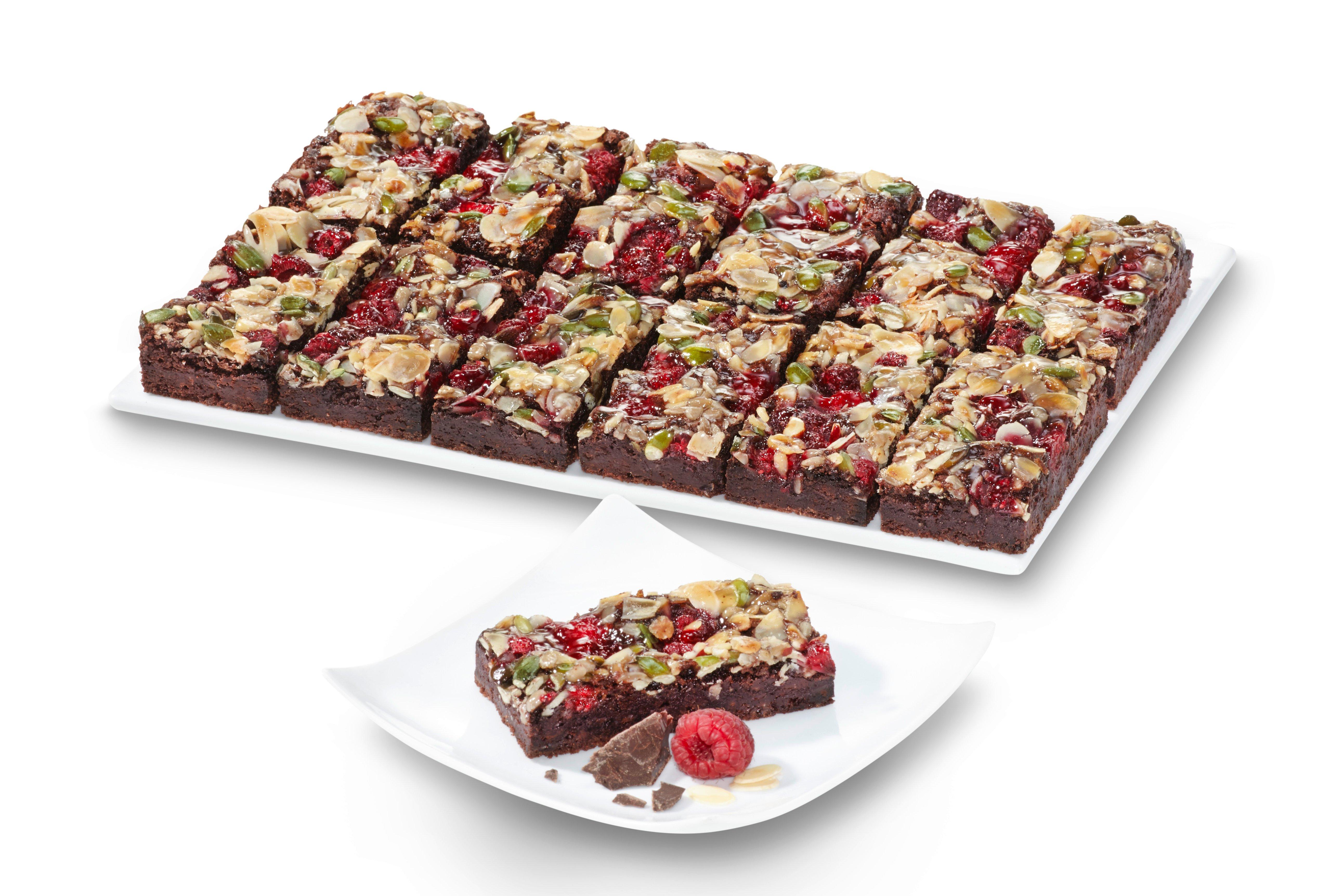 Perfectly Baked Gluten Free Raspberry Brownie Traybake