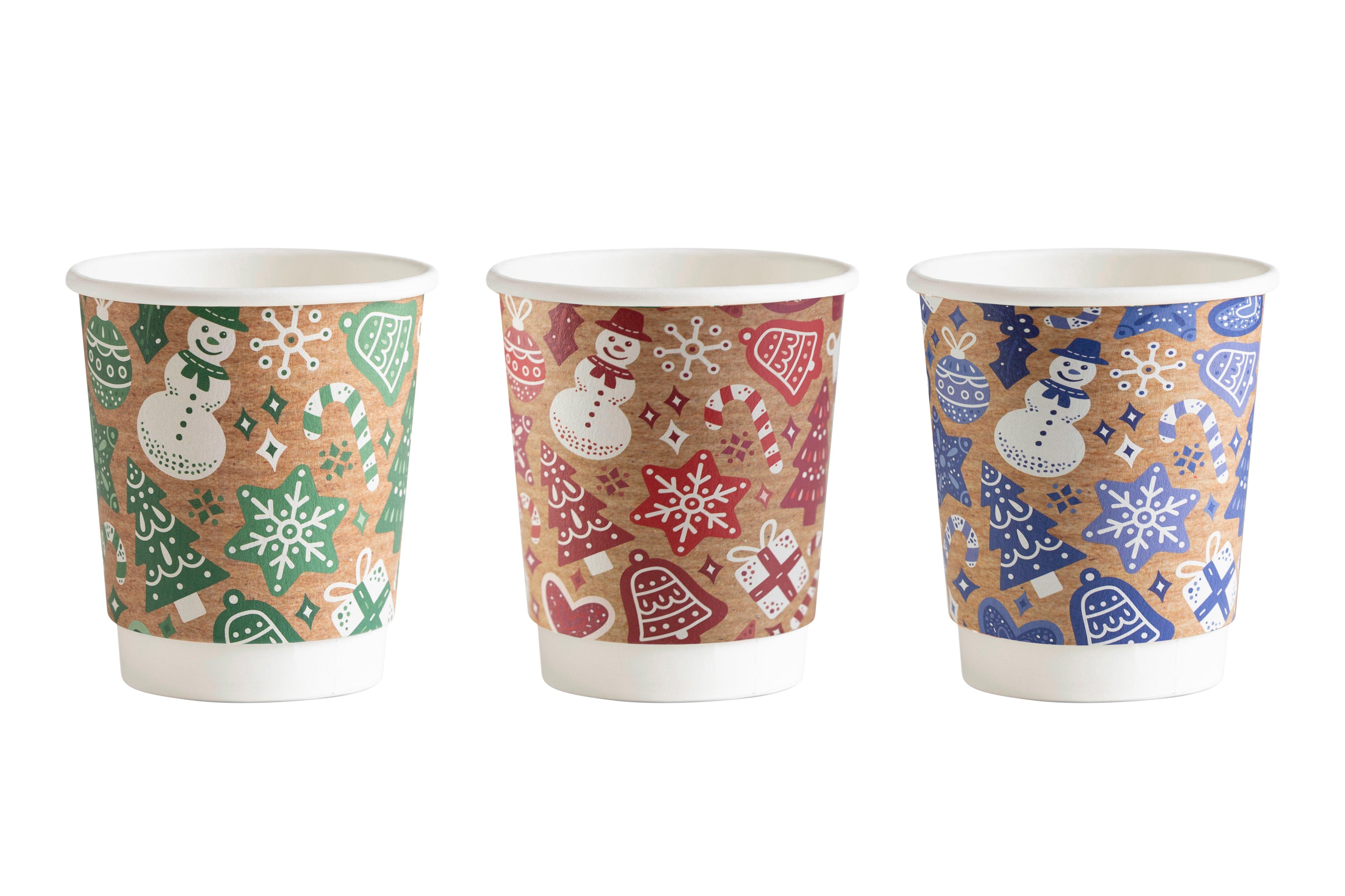 Vegware Double Wall Christmas Hot Cups - 8oz