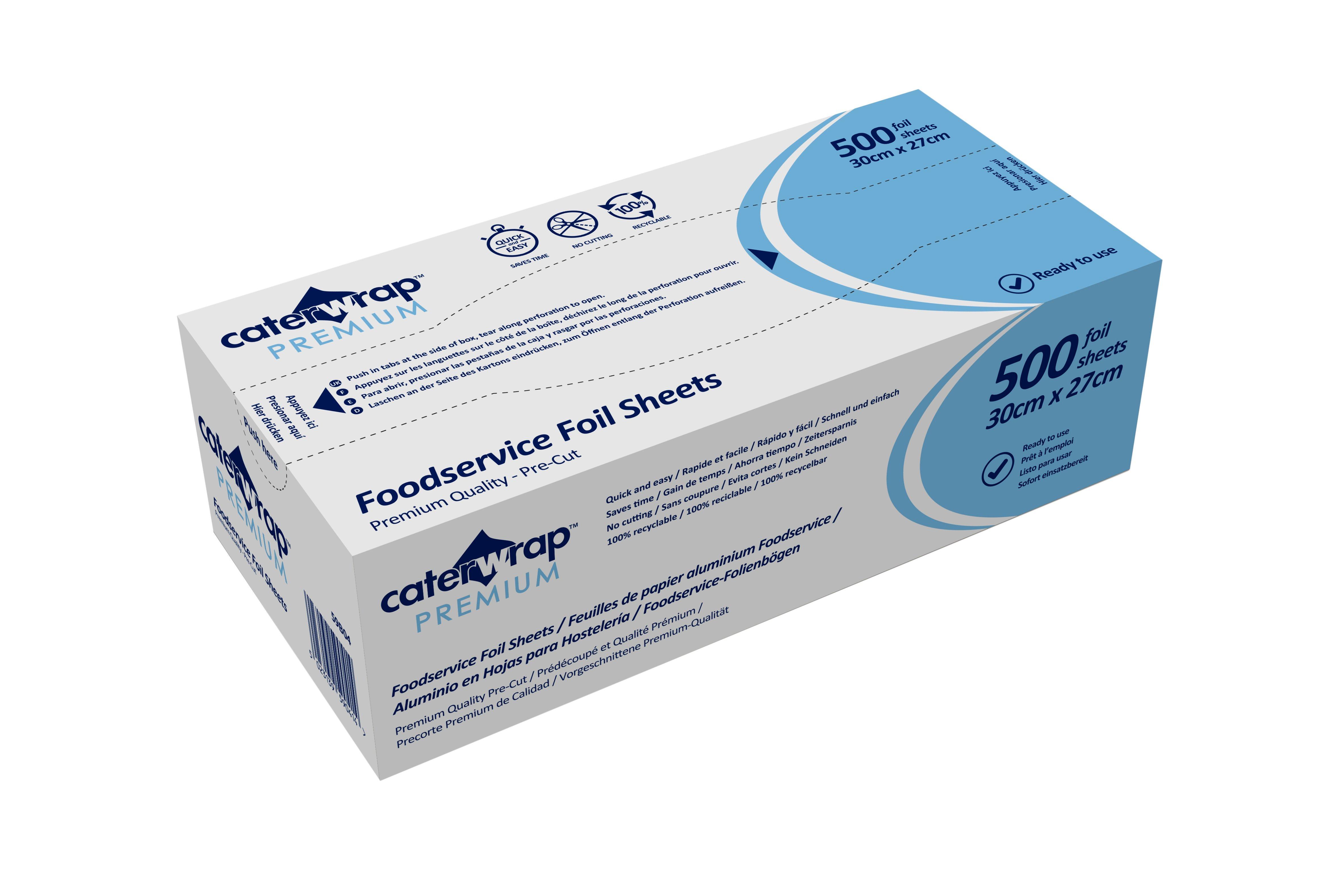 Caterwrap™ Premium Foodservice Aluminium Foil Sheets - 30cm x 27cm x 500