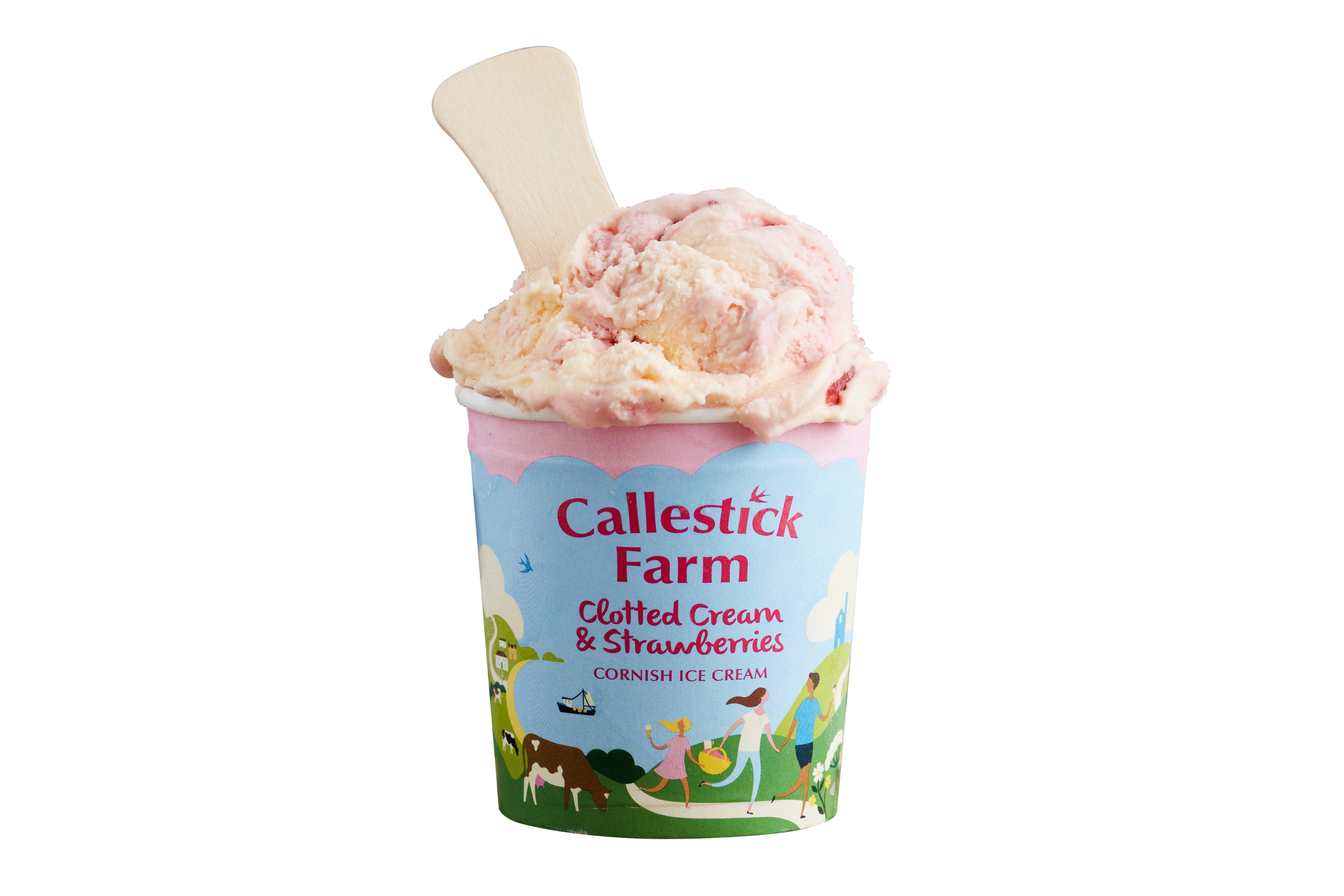 Callestick Farm Clotted Cream & Strawberry Ice Cream 125ml