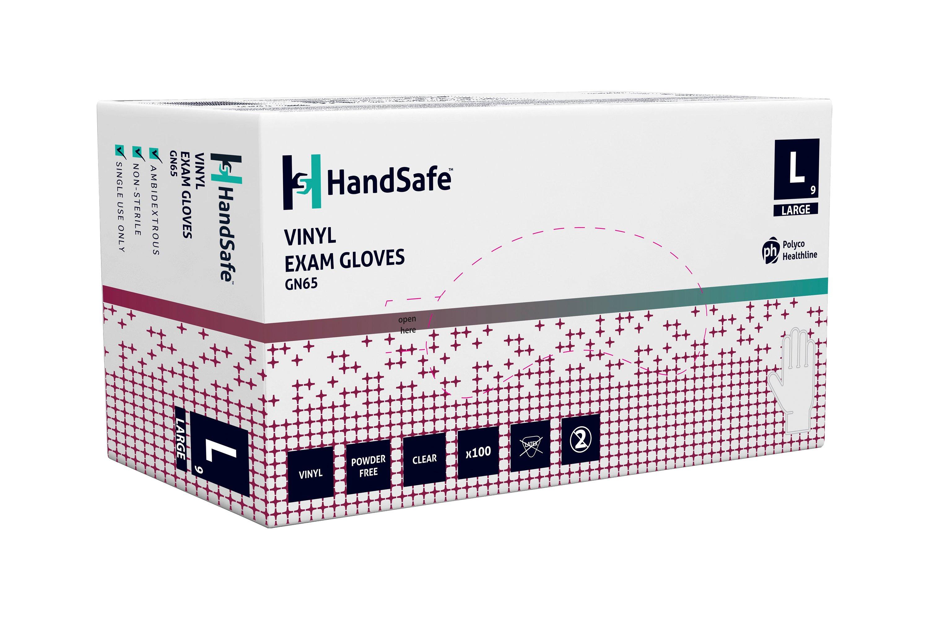 Handsafe GN65 Clear Vinyl Glove Large Powder Free