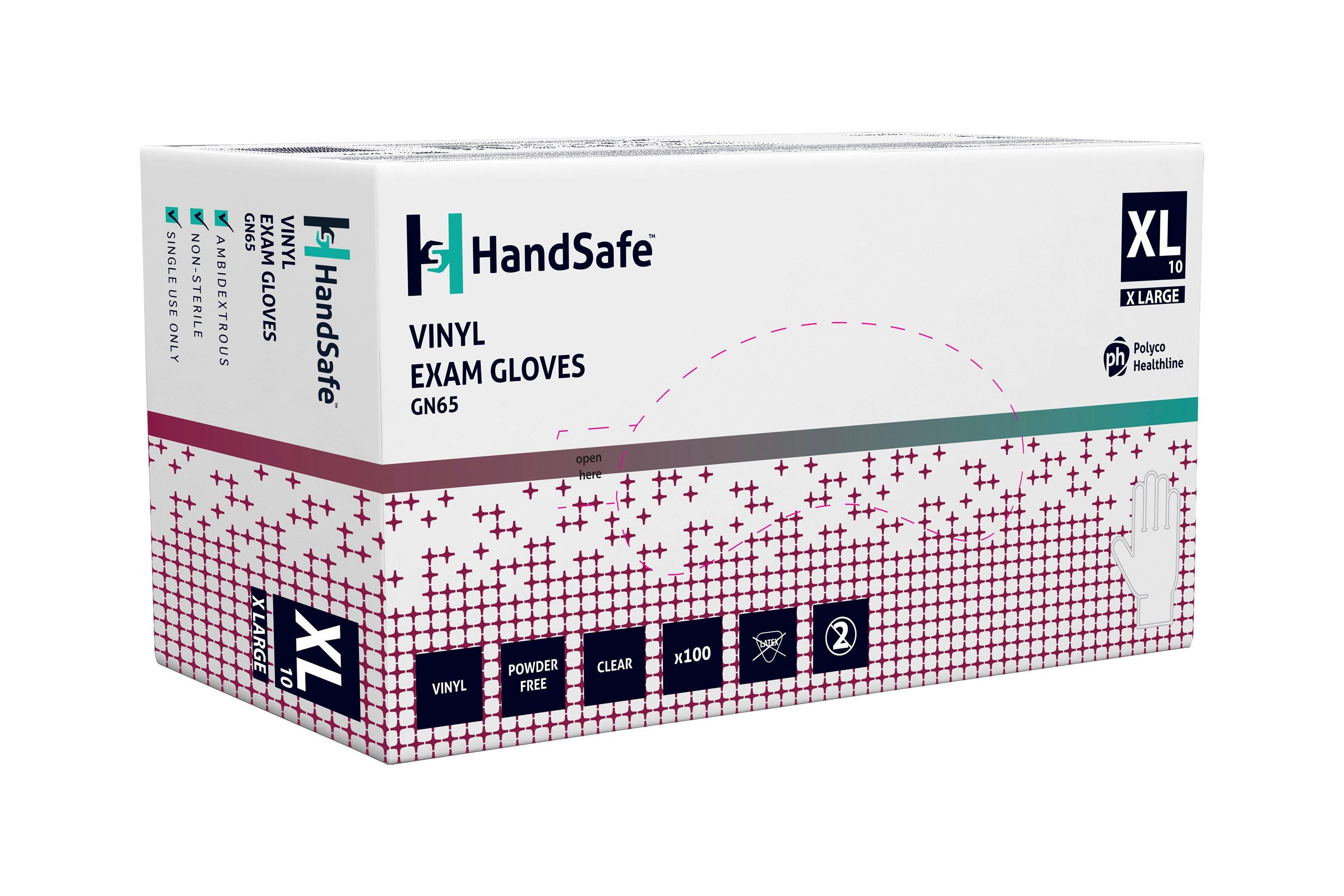 Handsafe GN65 Clear Vinyl Glove Extra Large Powder Free
