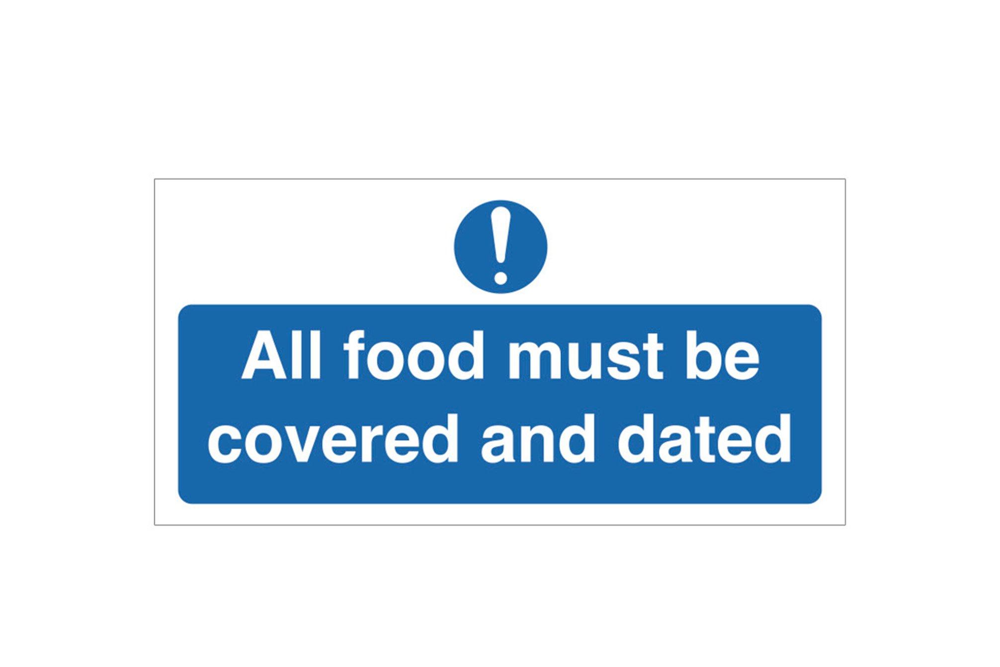 All Food Must Be Covered and Dated Sign 10x20cm (4x8")