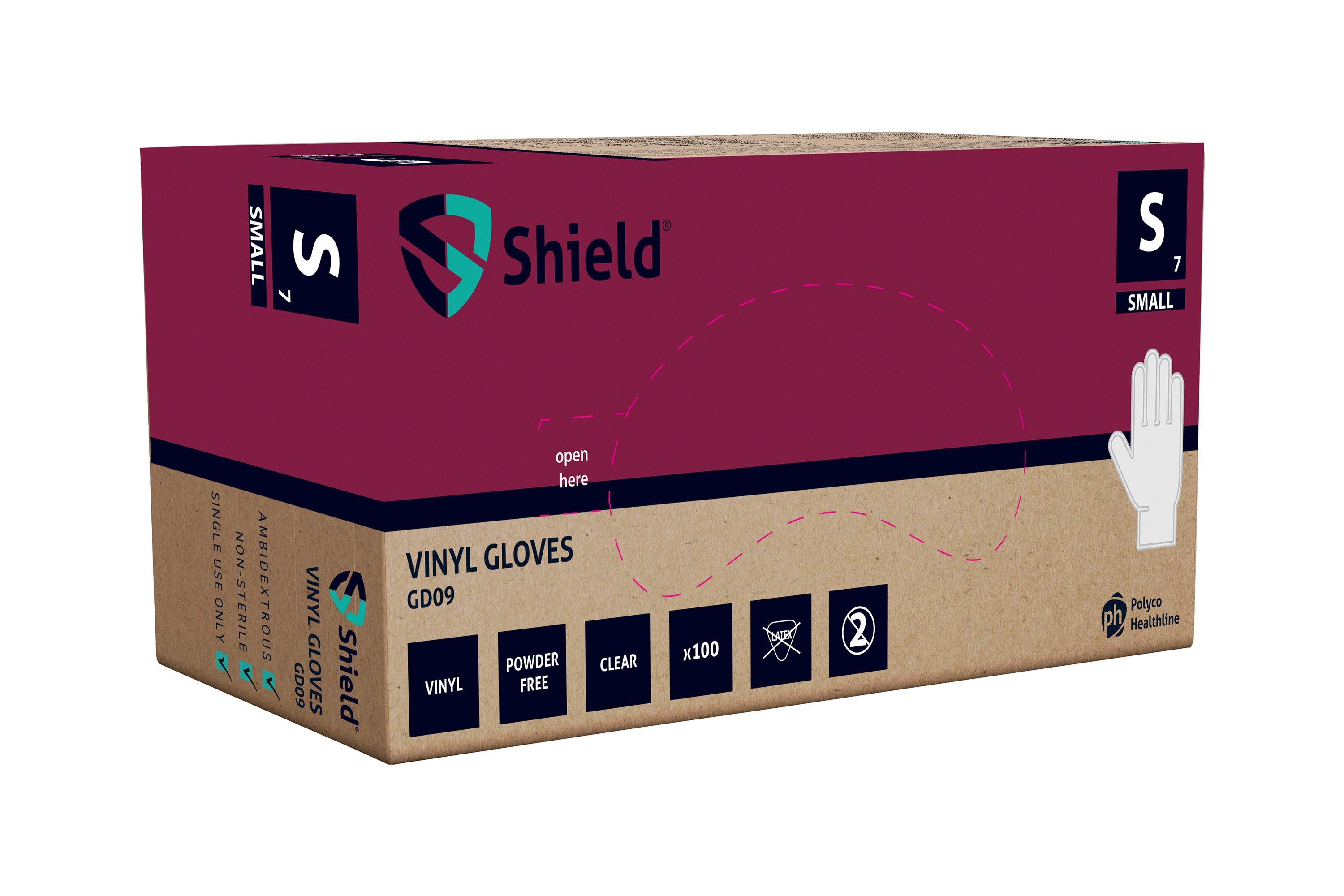 PH Shield Vinyl Clear Gloves Small Powder Free