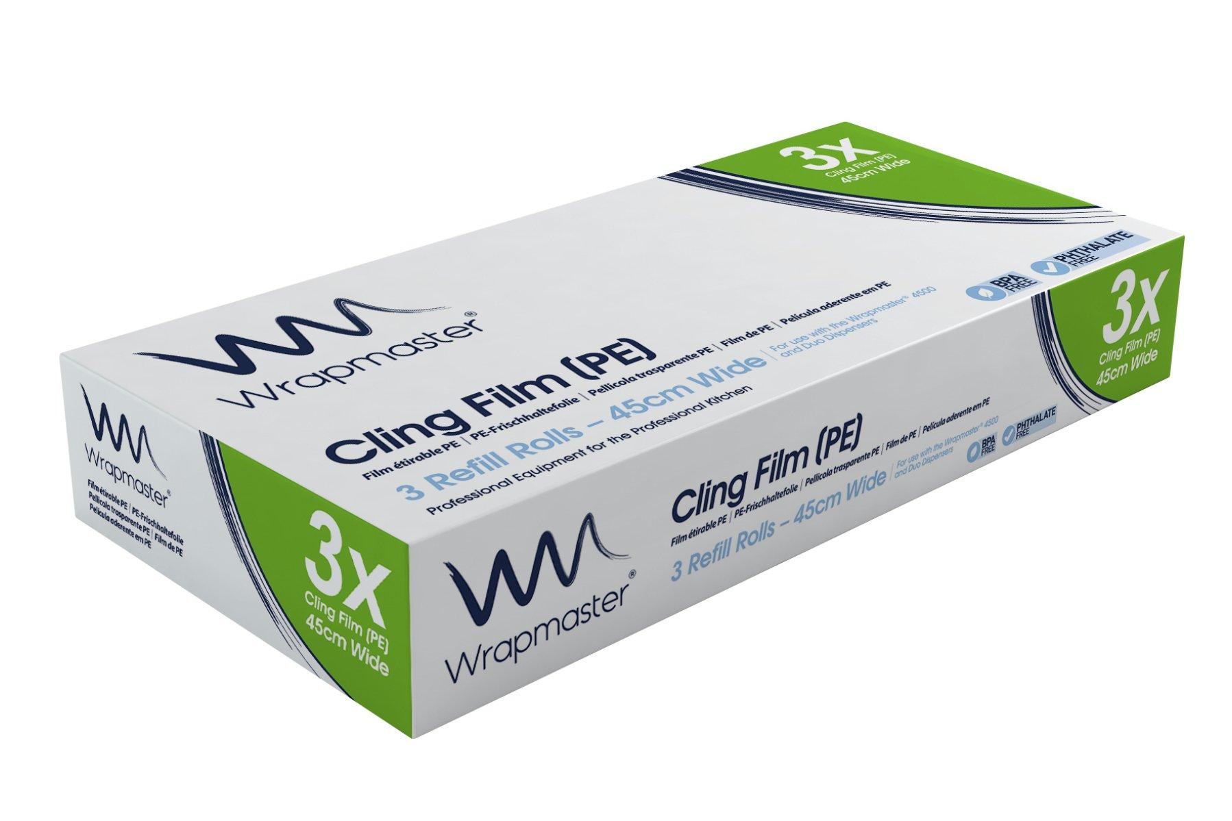 Wrapmaster 4500 PE Cling Film Refill Rolls - 45cm x 300m x 3