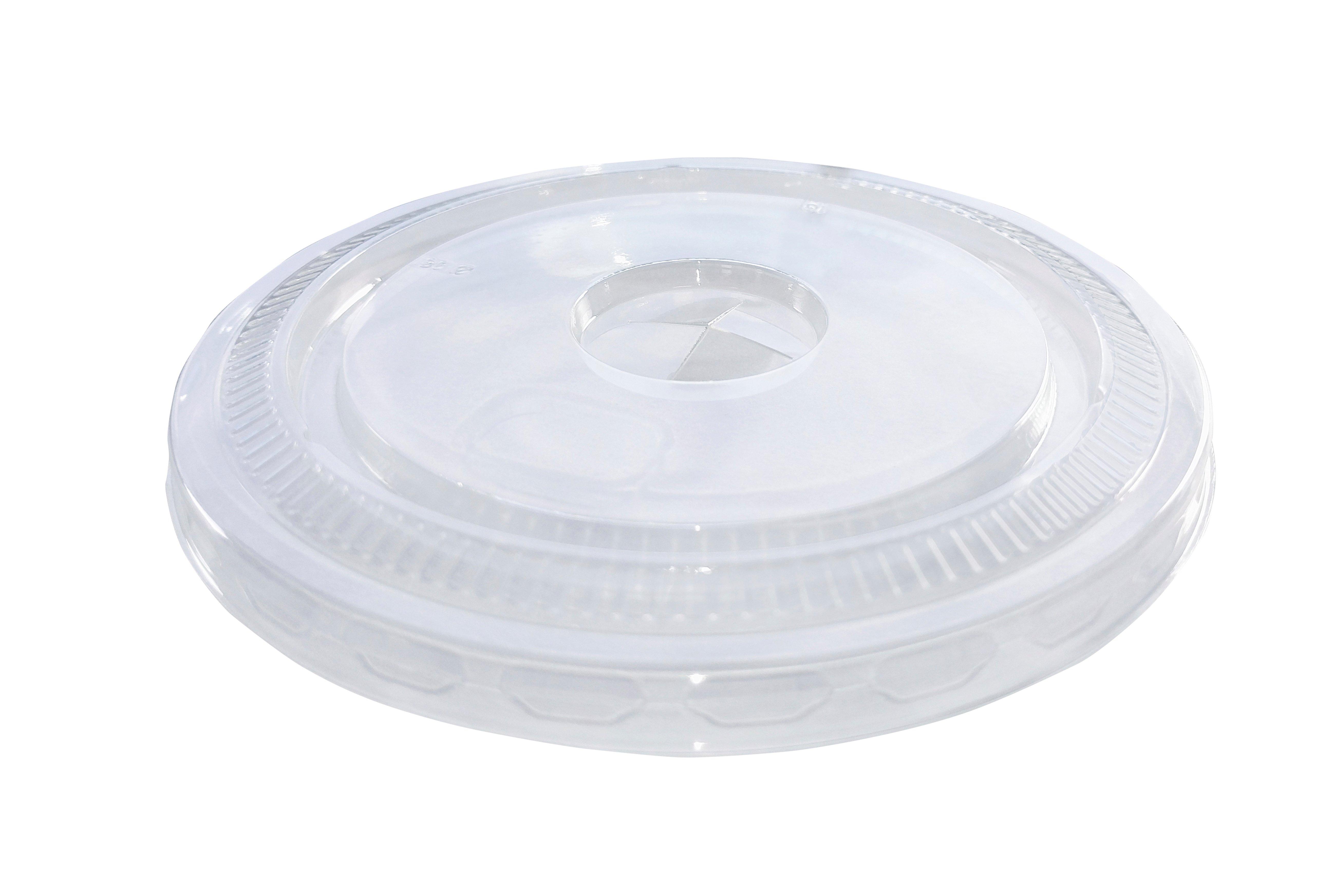 Go-Pak rPET Flat Cold Cup Lids with straw slot - 12oz