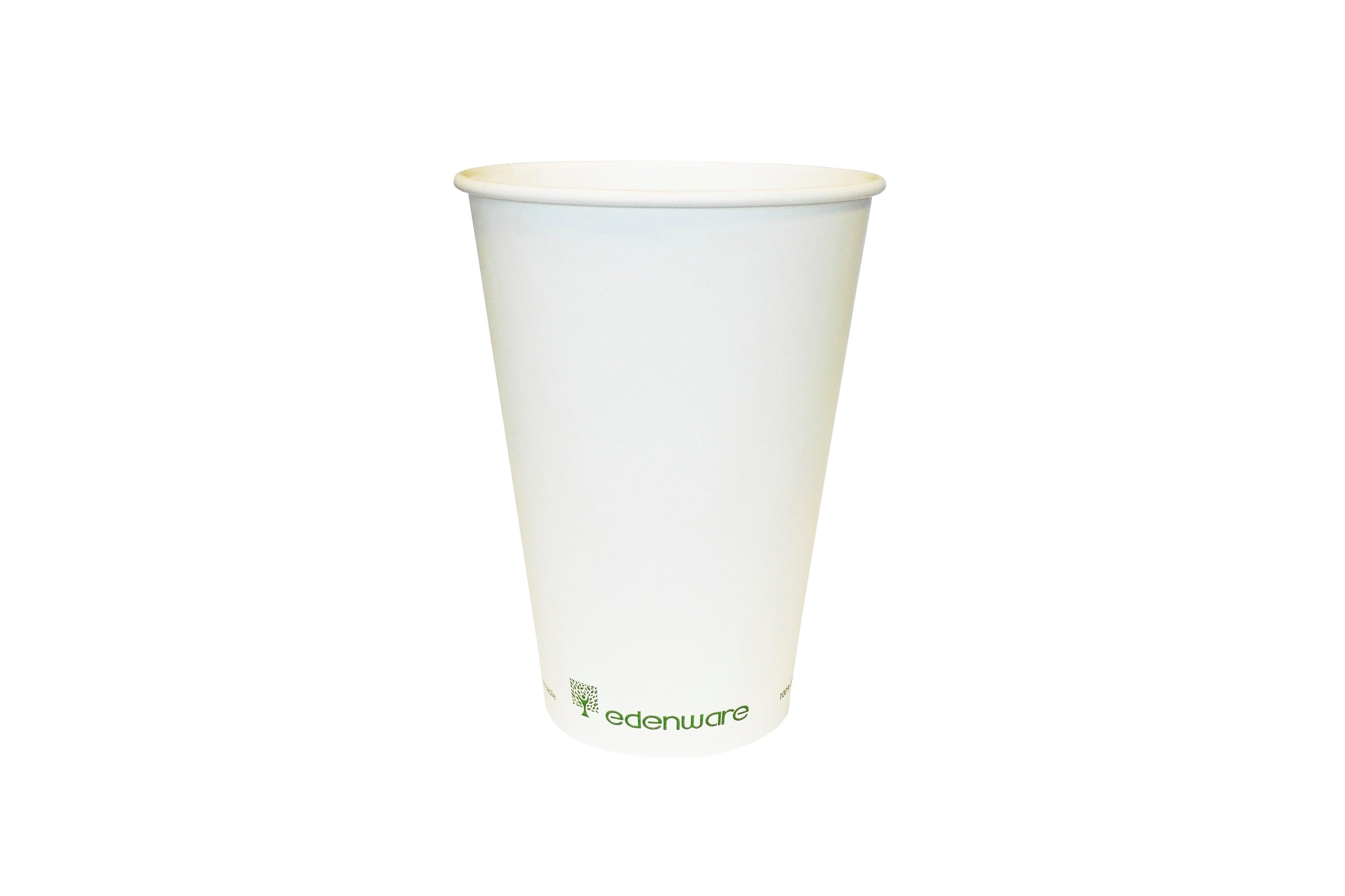 Edenware Single Wall White Hot Cups - 12oz