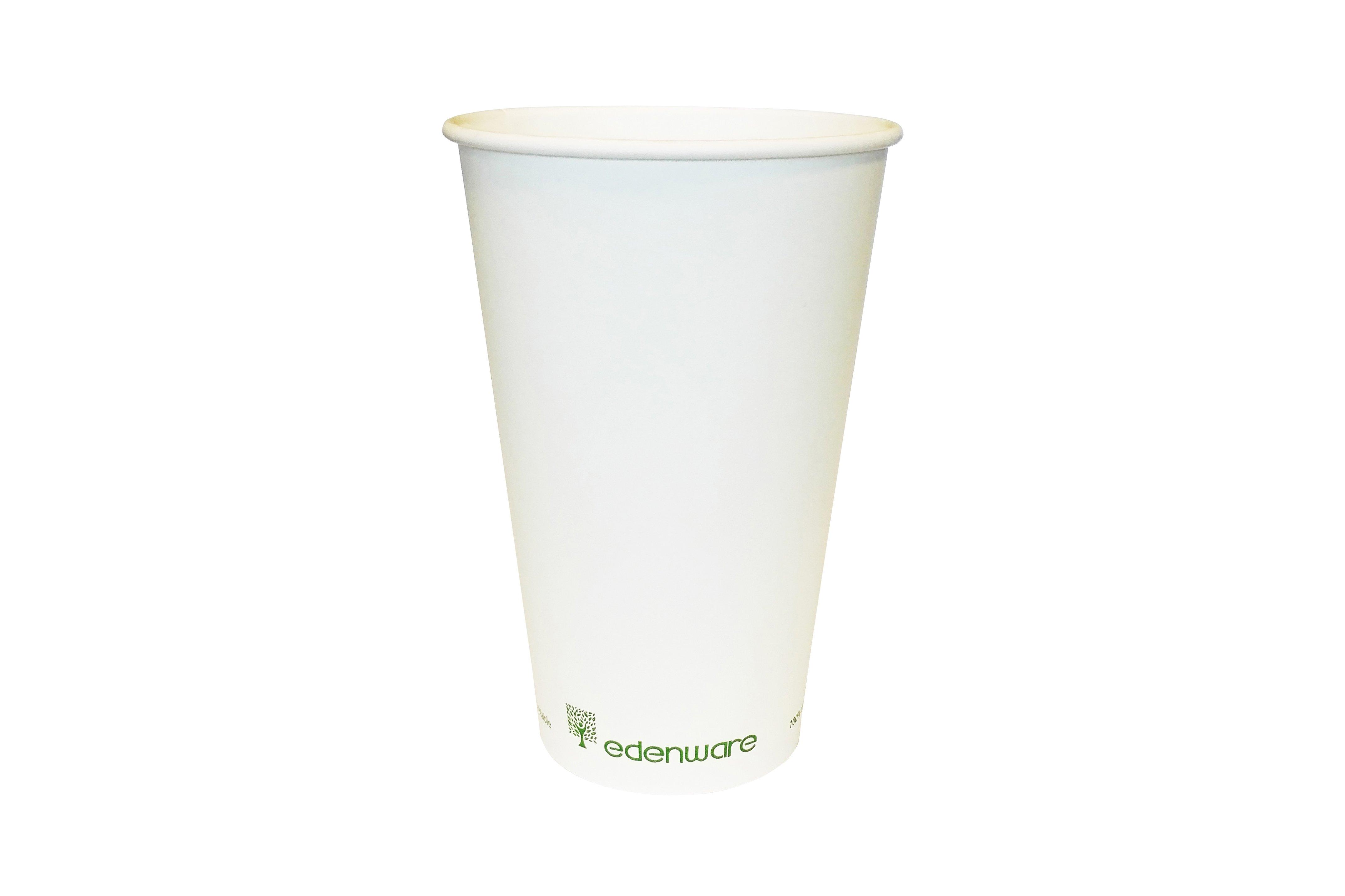 Edenware Single Wall White Hot Cups - 16oz