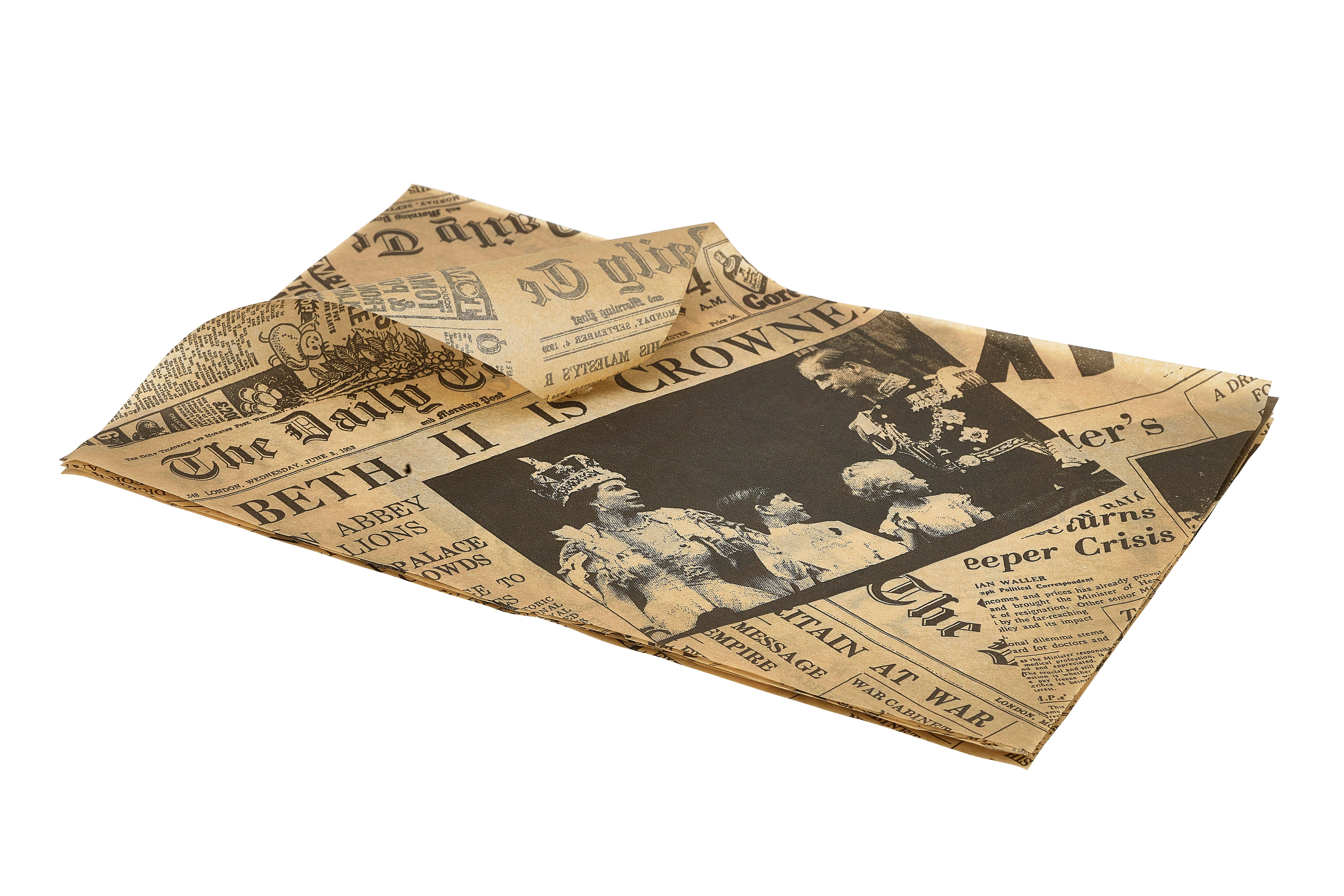Printed Newspaper Style Grease Proof Paper