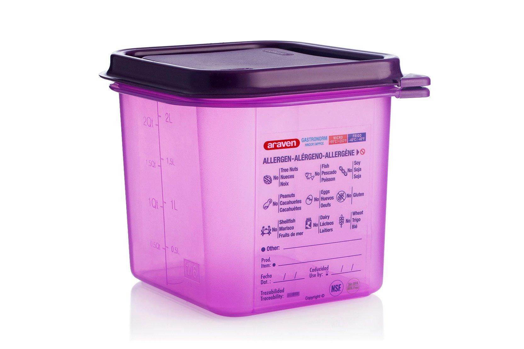 Allergen Poly Container Purple GN 1/6 2.6L