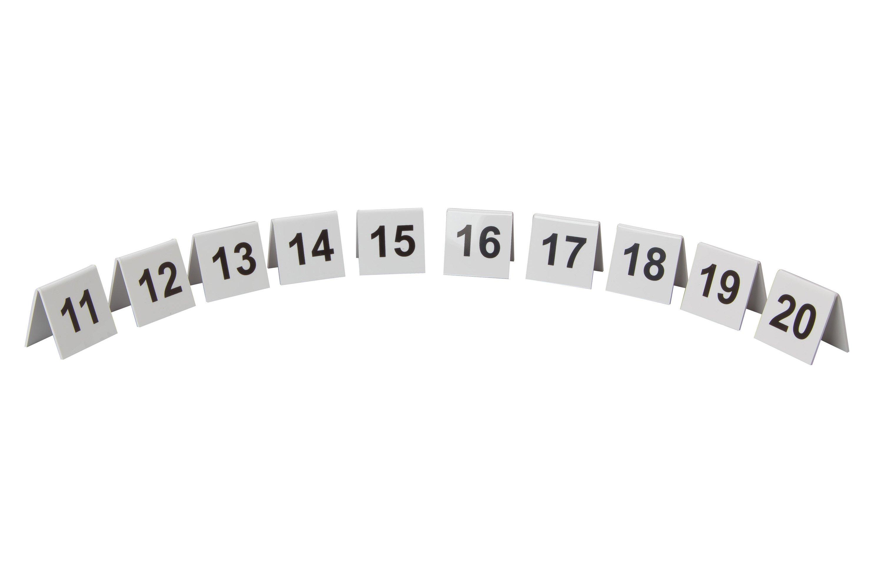 Table Numbers 11-20 Inclusive Black on White