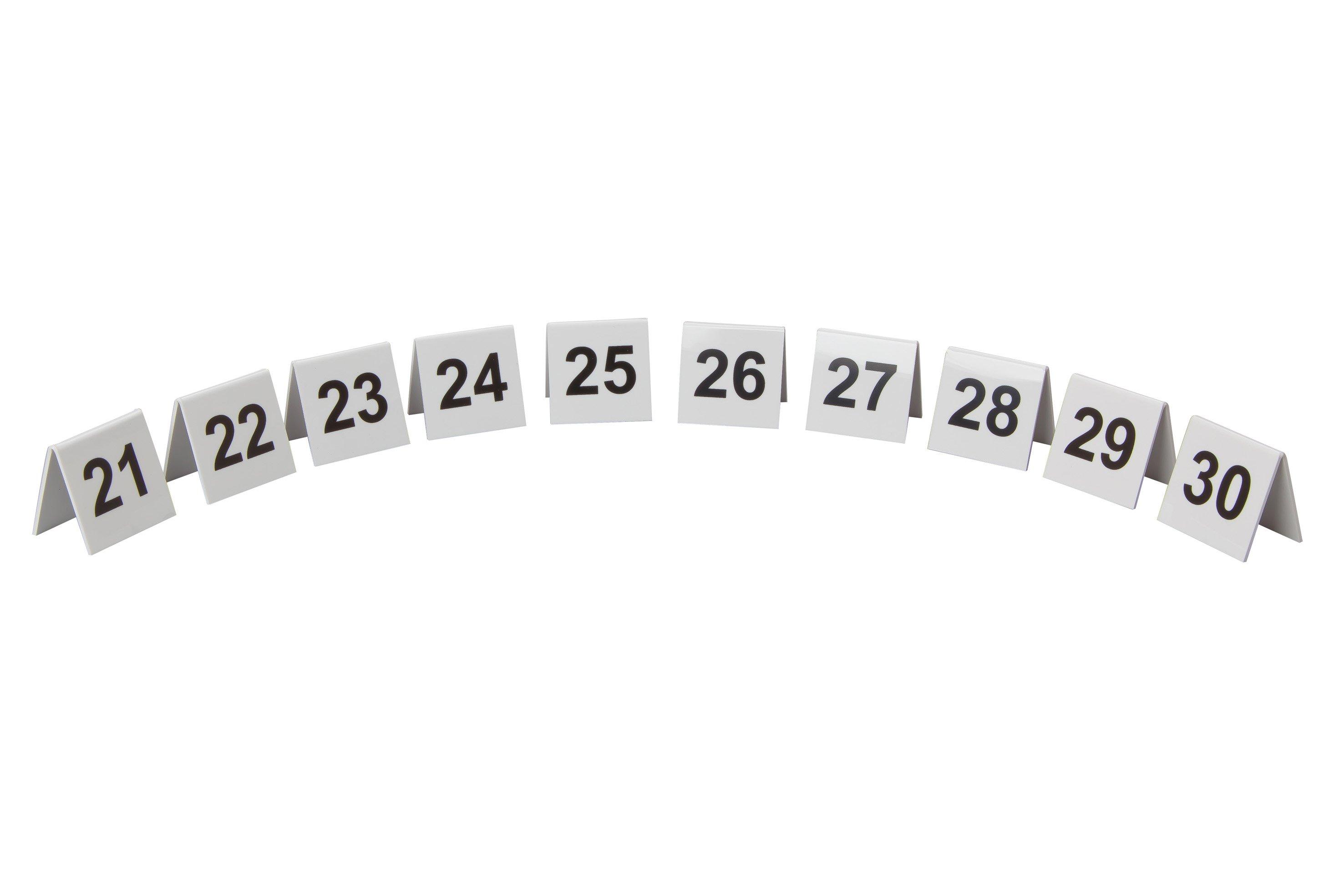 Table Numbers 21-30 Inclusive Black on White