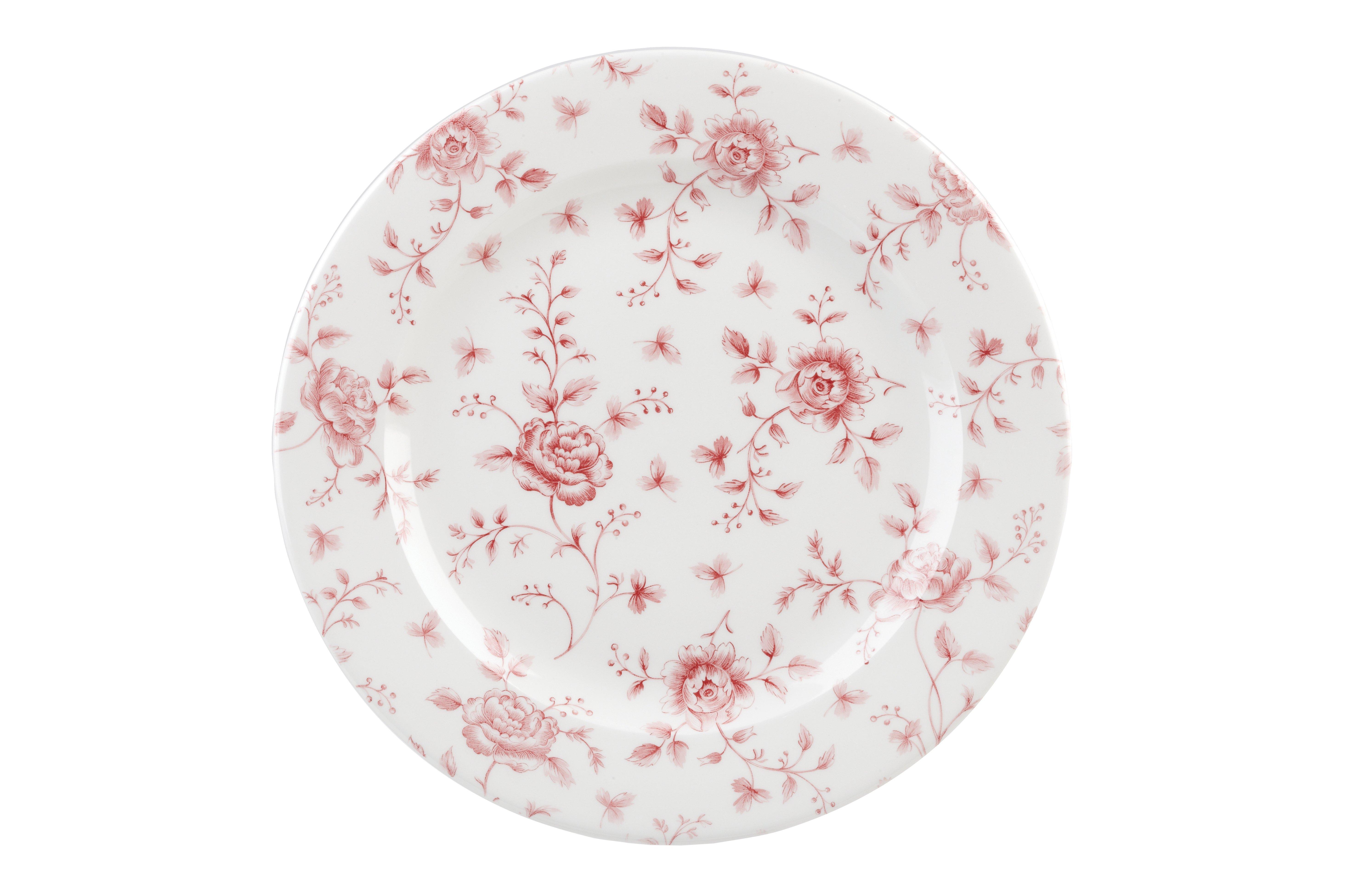 Churchill Rose Chintz Cranberry Plate