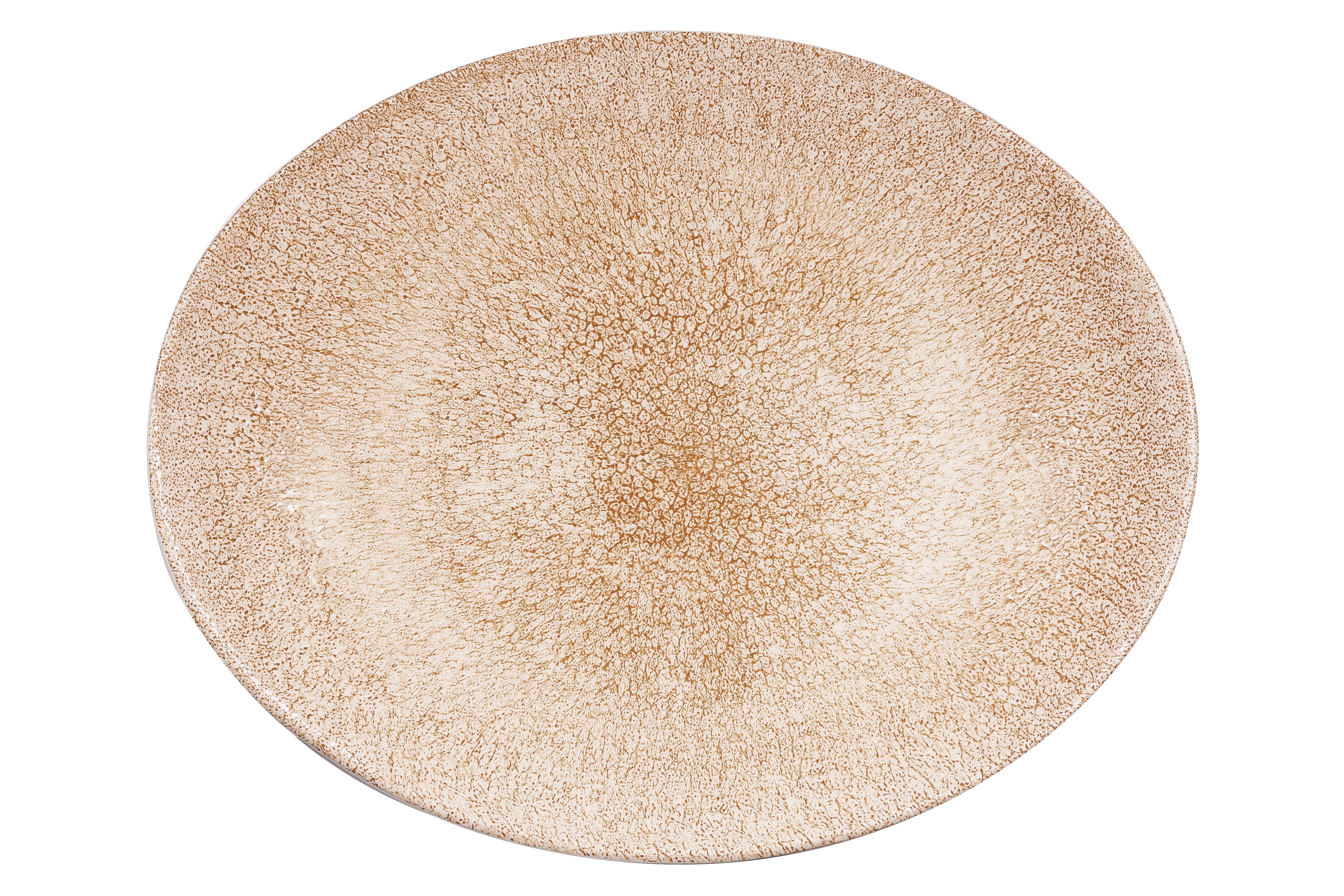 Churchill Garnet Orange Studio Prints Raku Oval Plate 32x25.4cm