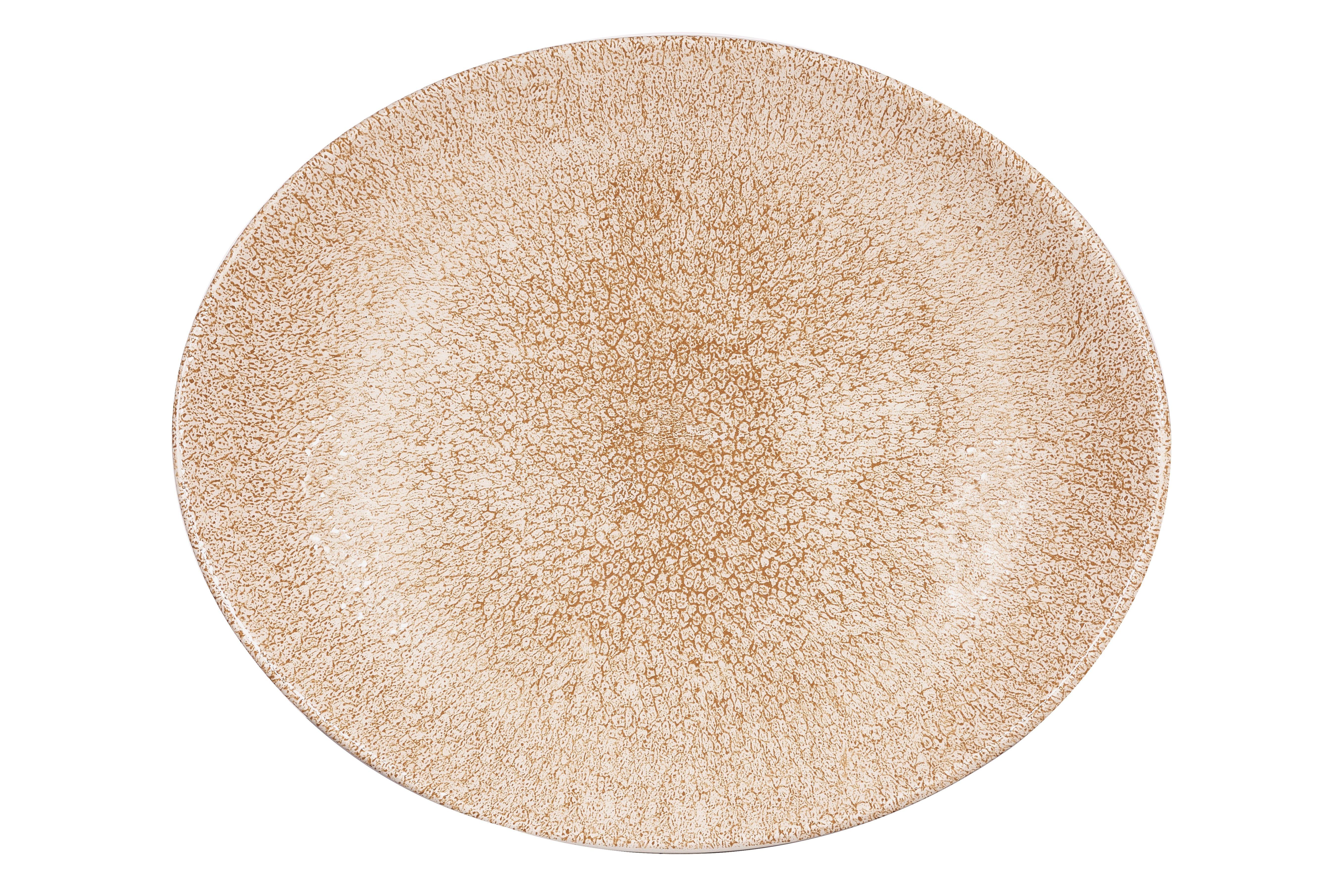 Churchill Garnet Orange Studio Prints Raku Oval Plate 27x23cm