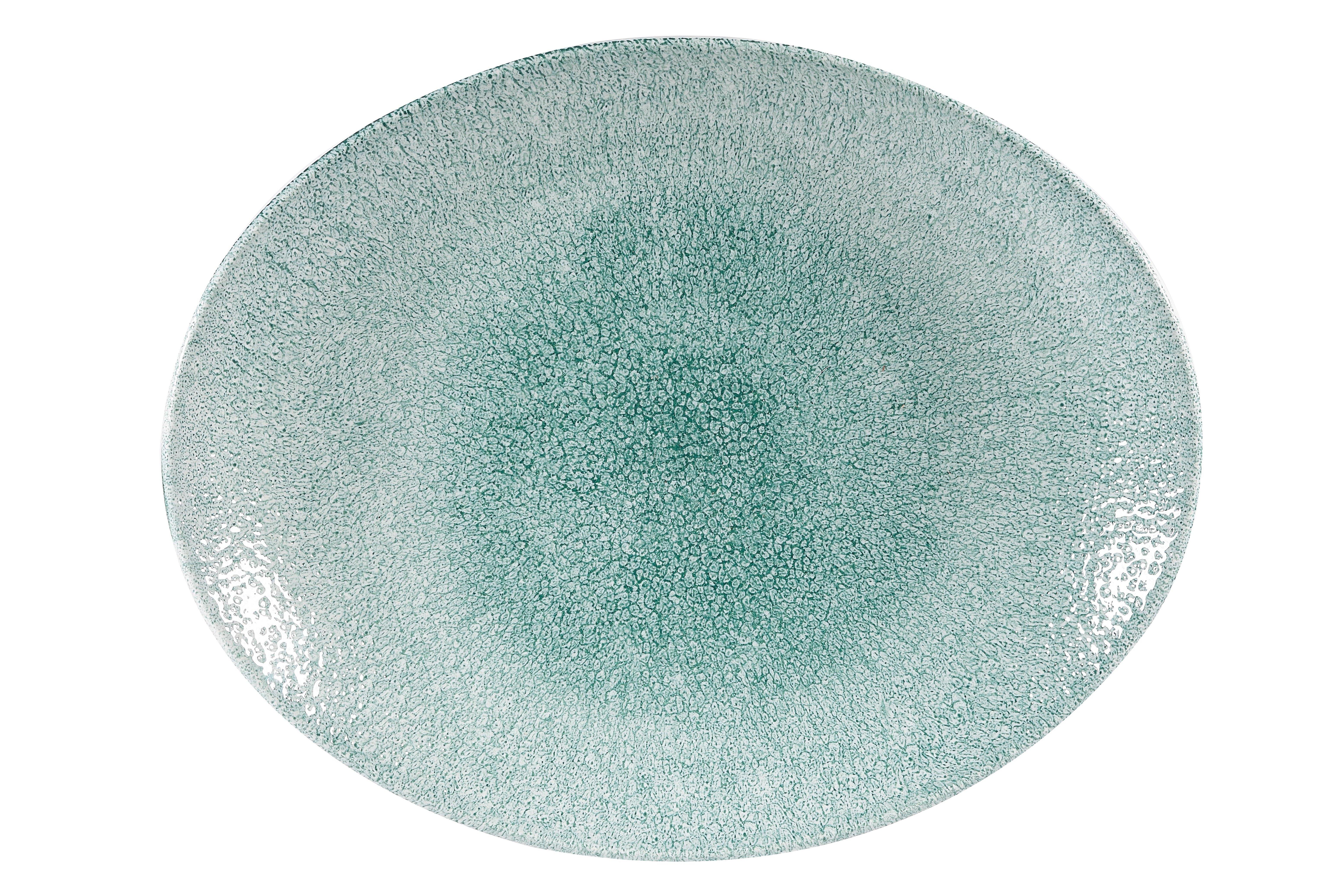 Churchill Jade Green Studio Prints Raku Oval Plate 32x25.4cm