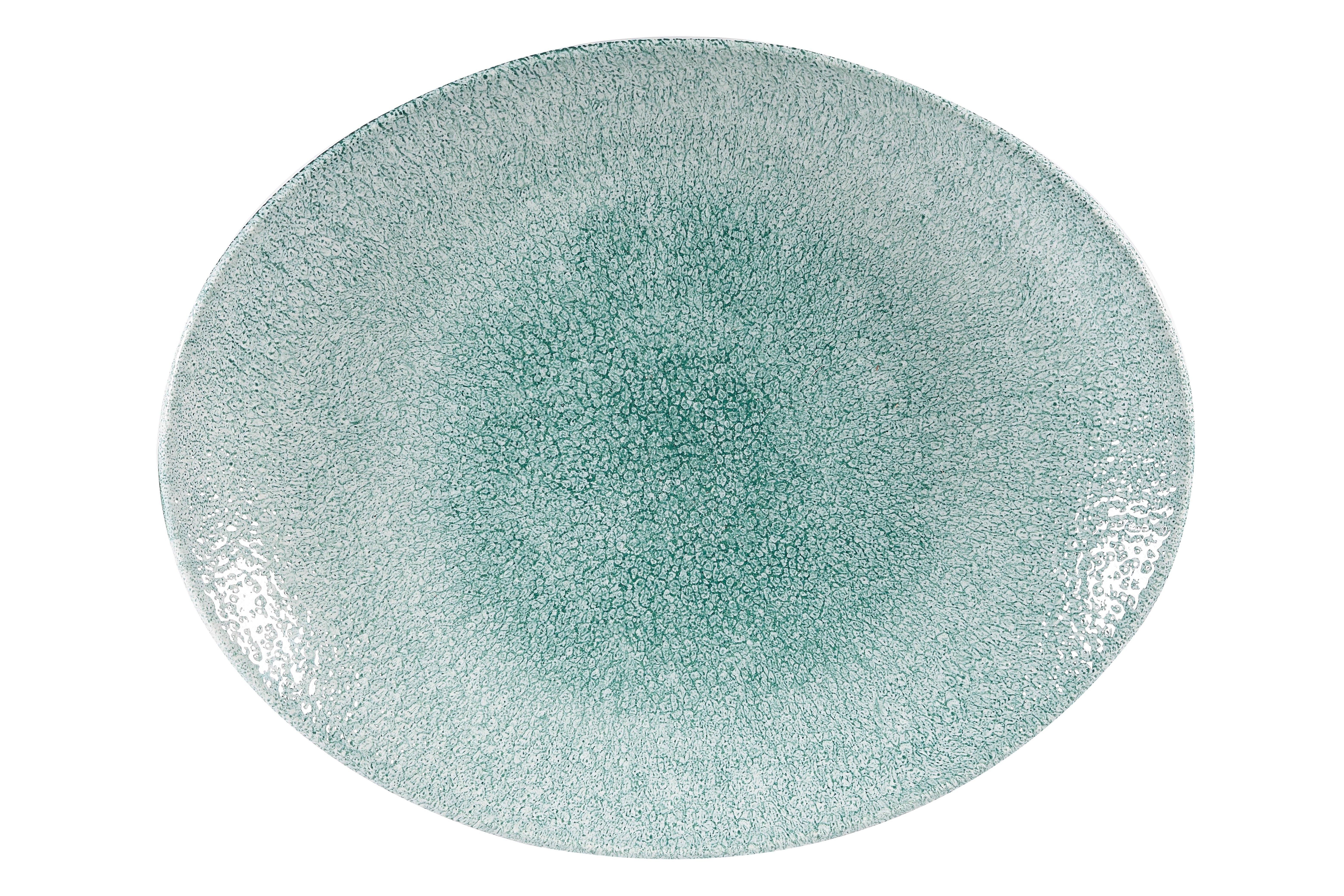 Churchill Jade Green Studio Prints Raku Oval Plate 27x23cm
