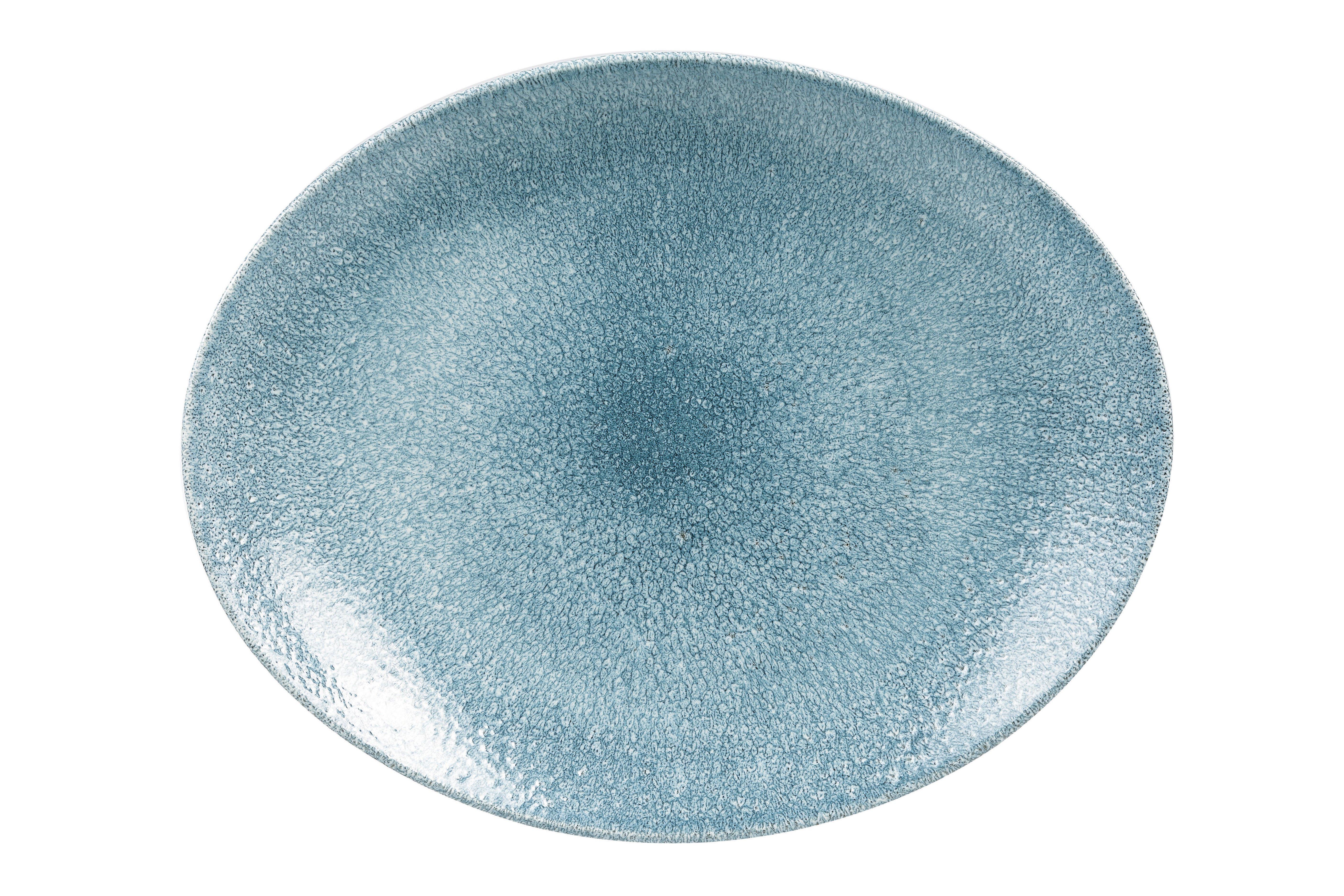 Churchill Studio Prints Raku Topaz Blue Oval Plate 32x25.4cm