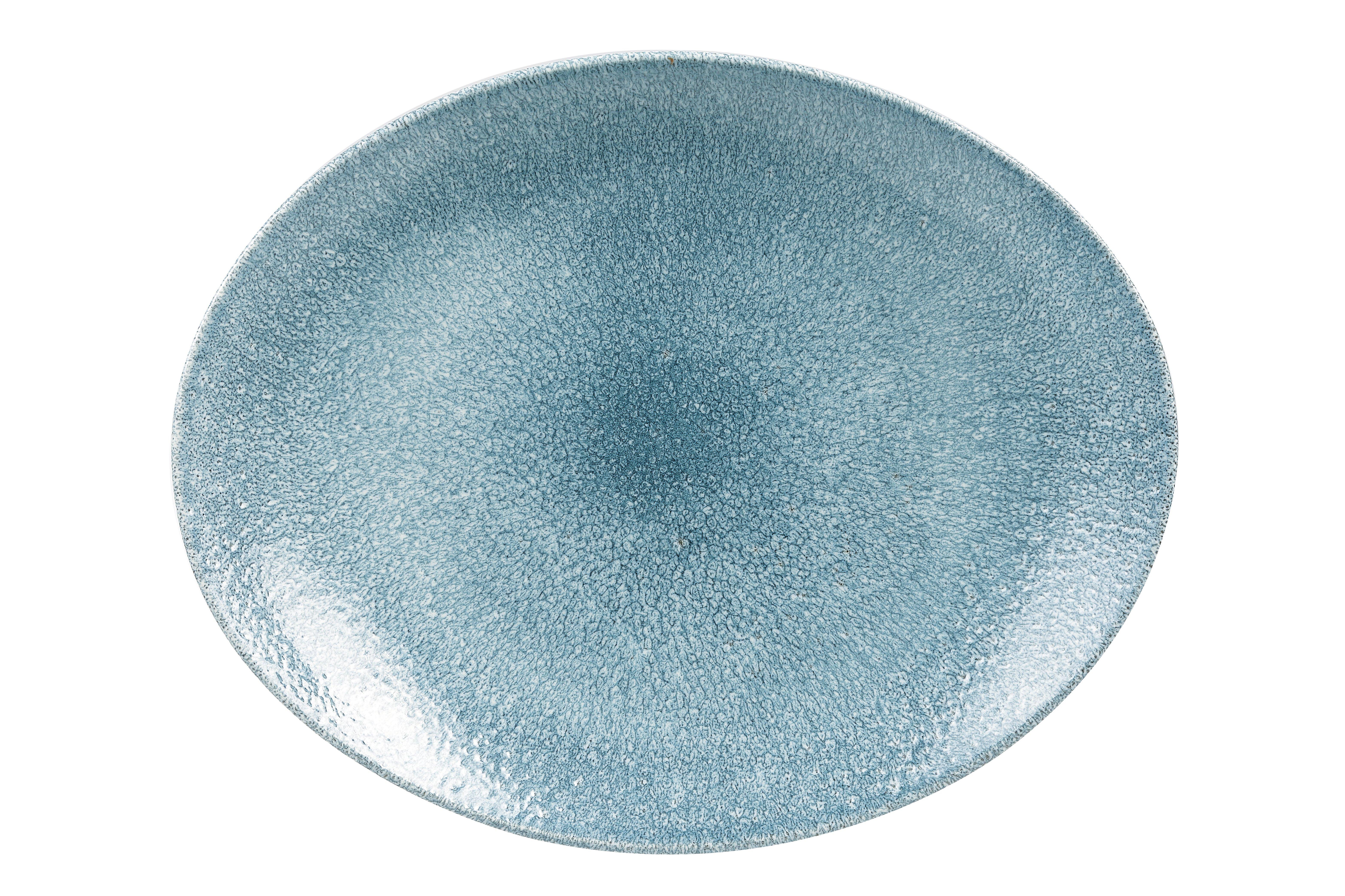 Churchill Studio Prints Raku Topaz Blue Oval Plate 27x23cm