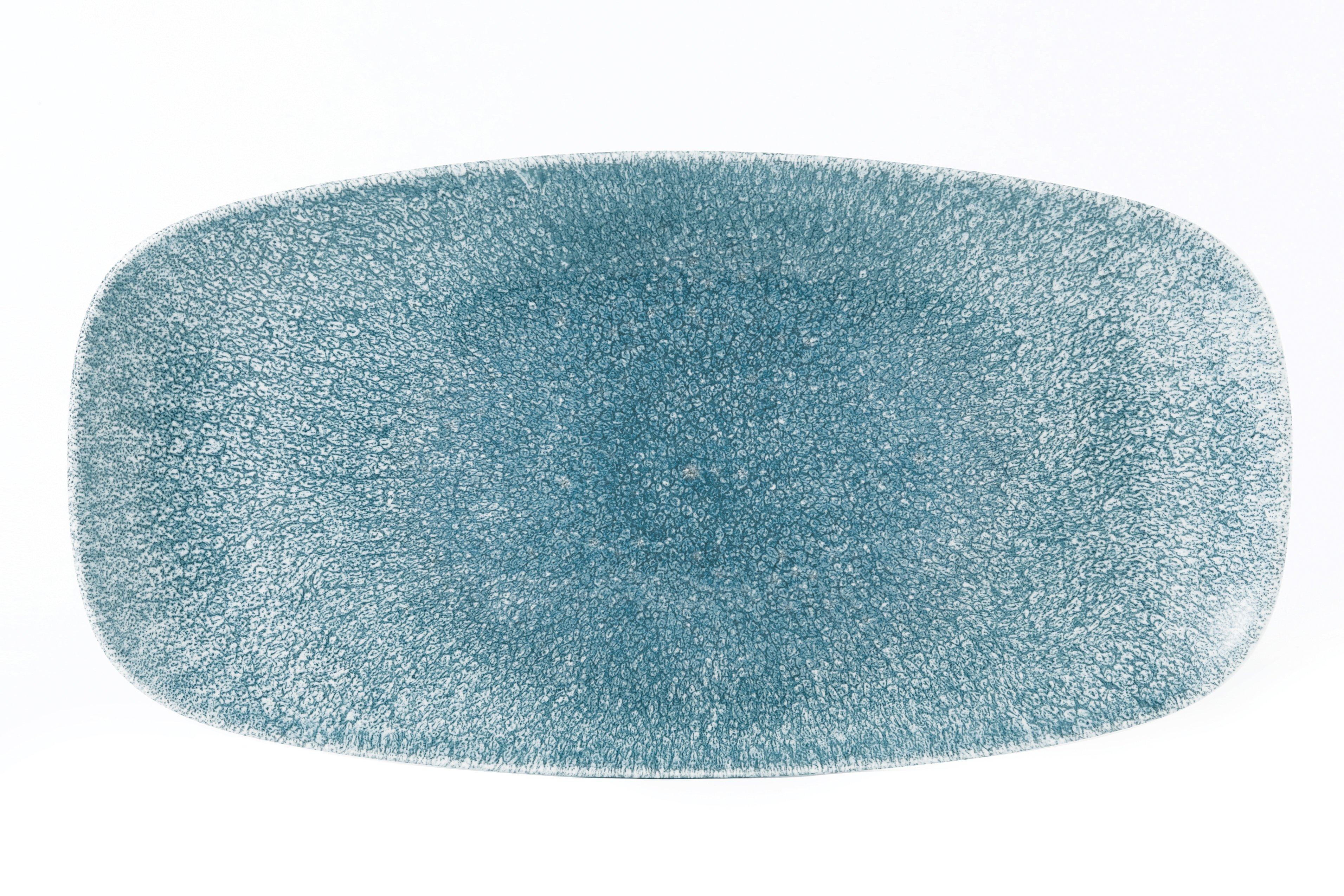 Churchill Studio Prints Raku Oblong Chefs Plate Topaz Blue 34.5x18.4cm