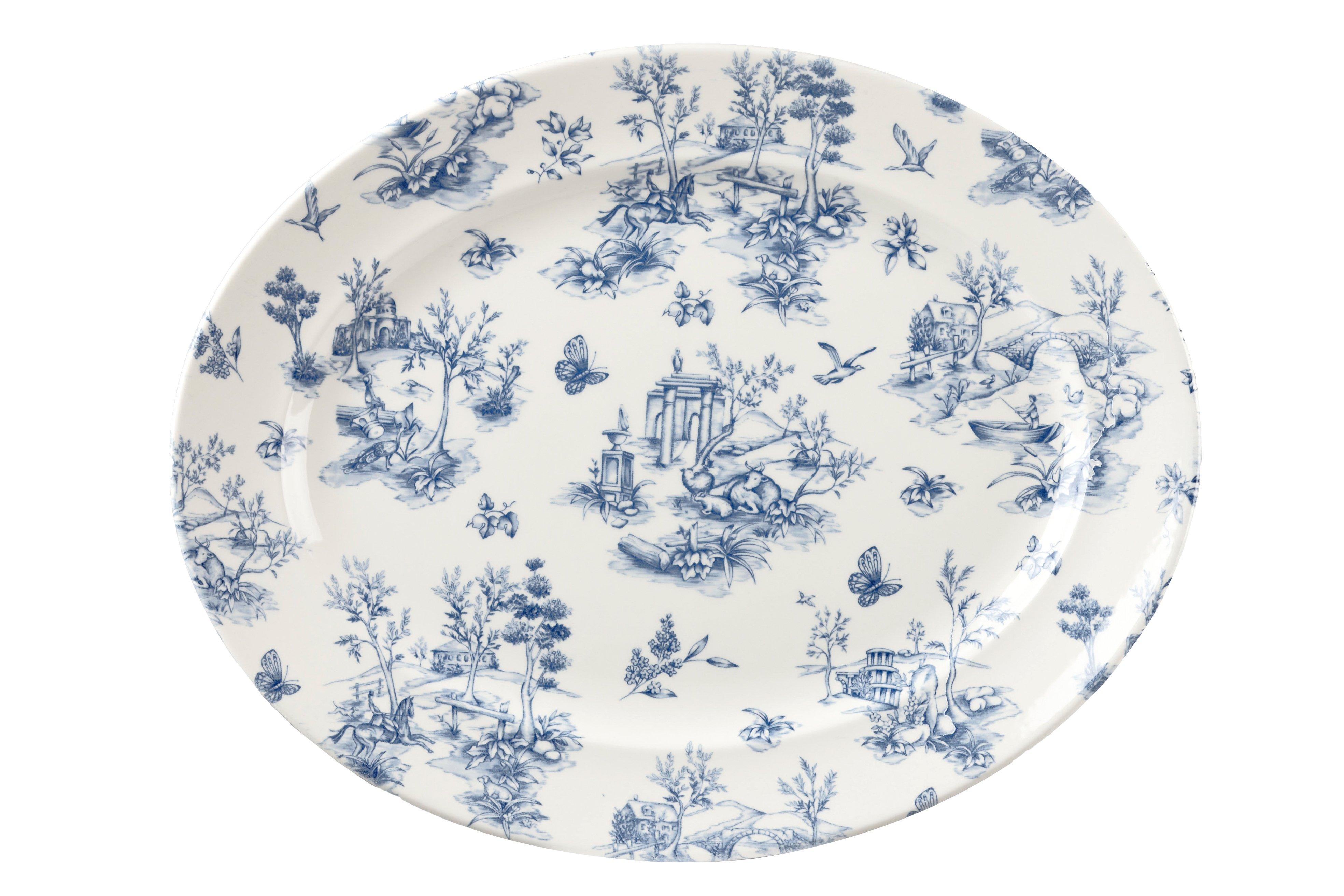 Churchill Prague Toile Oval Rimmed Dish