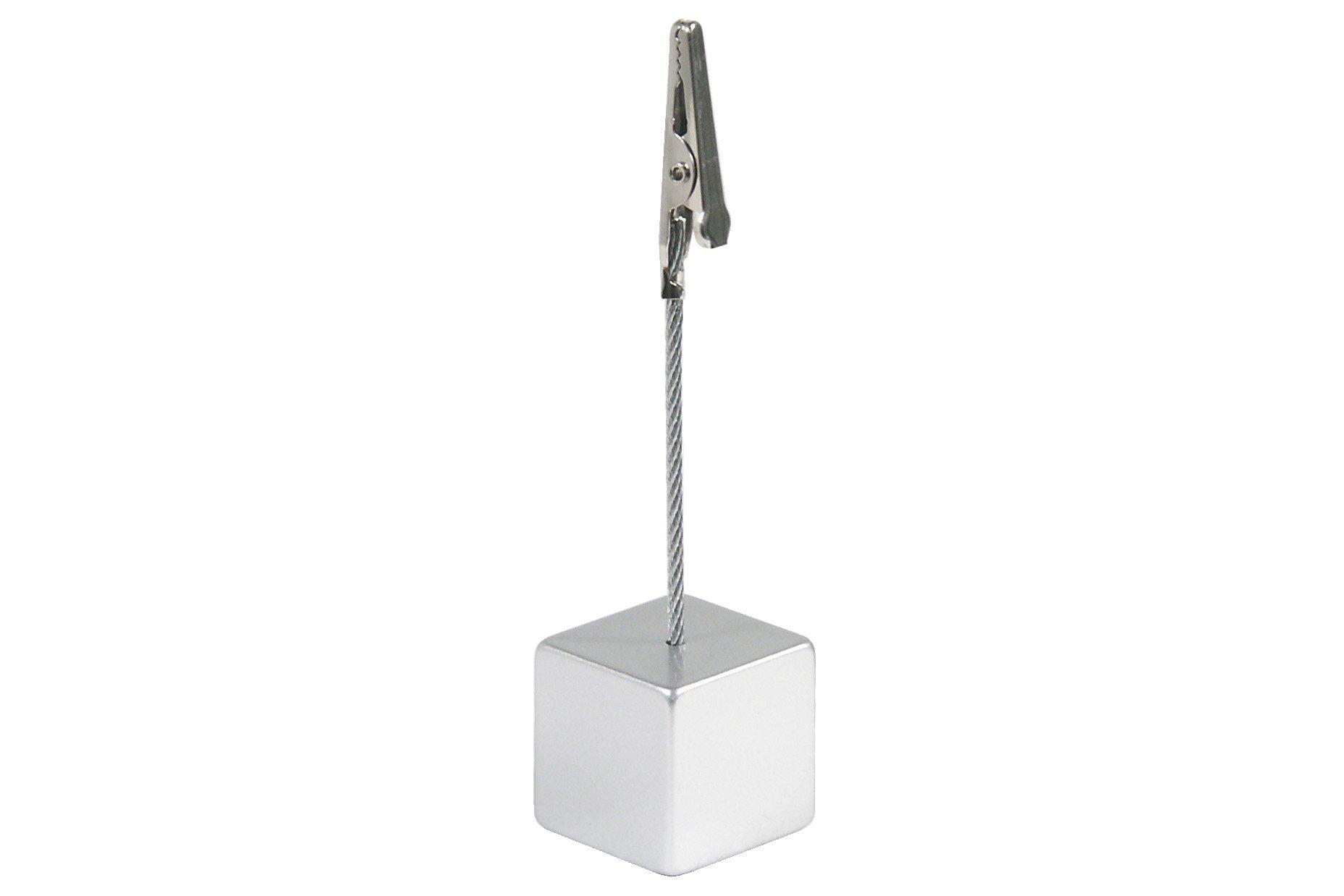 Silver Cube Menu Holder With Alligator Clip