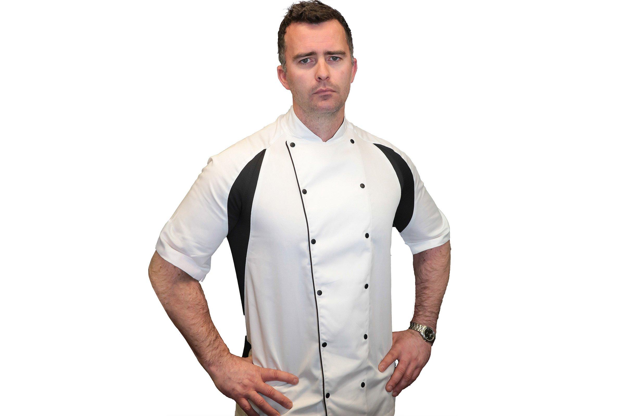 Le Chef White/Black Cool & Lite Short Sleeve Jacket XX Large