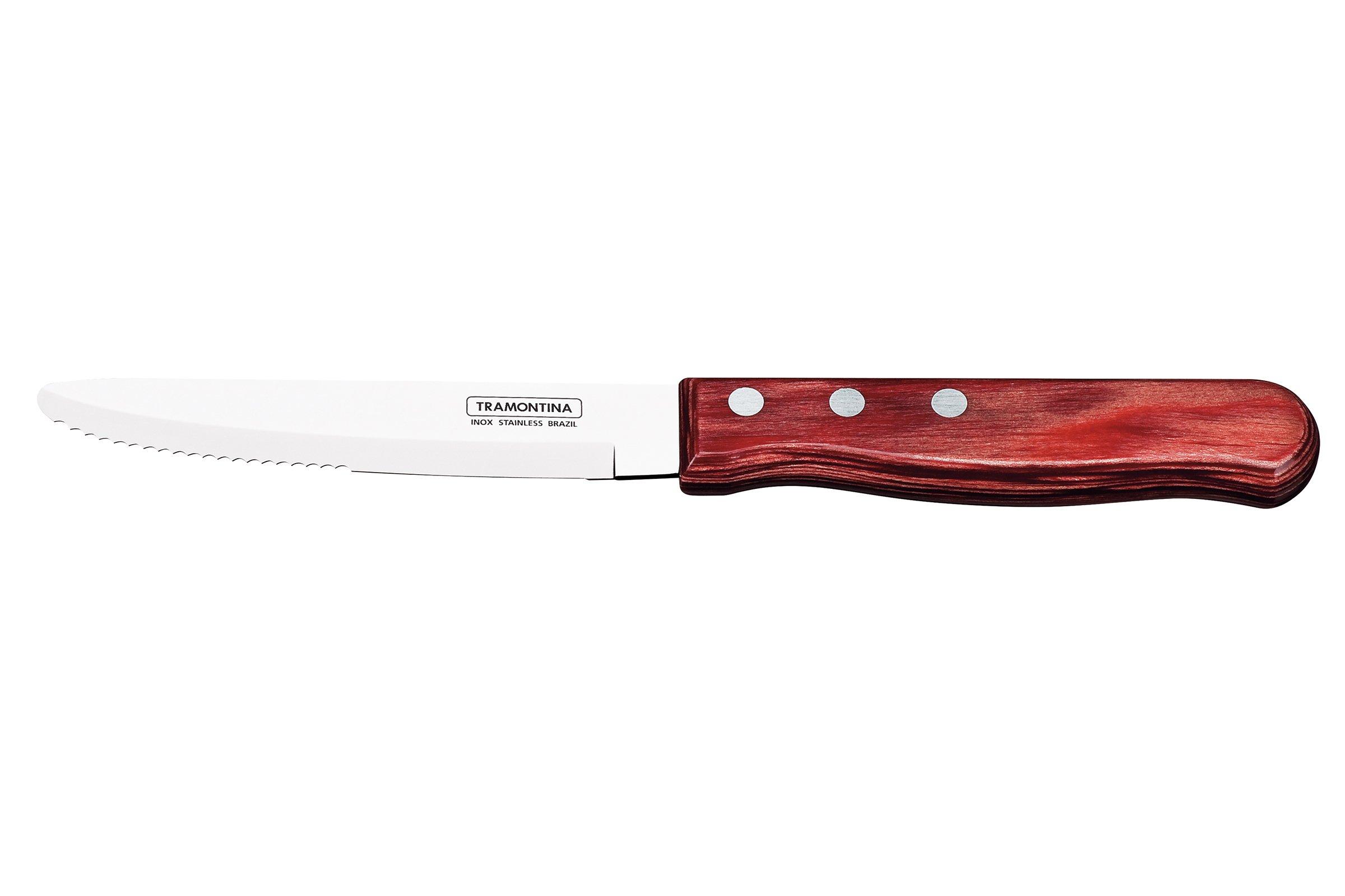Tramontina Red Polywood Handle Jumbo Steak Knife Rounded Tip