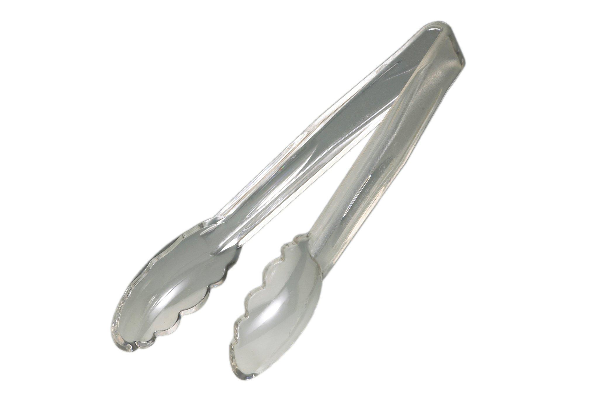 Polycarbonate Clear Scalloped Grip Serving Tongs 23cm