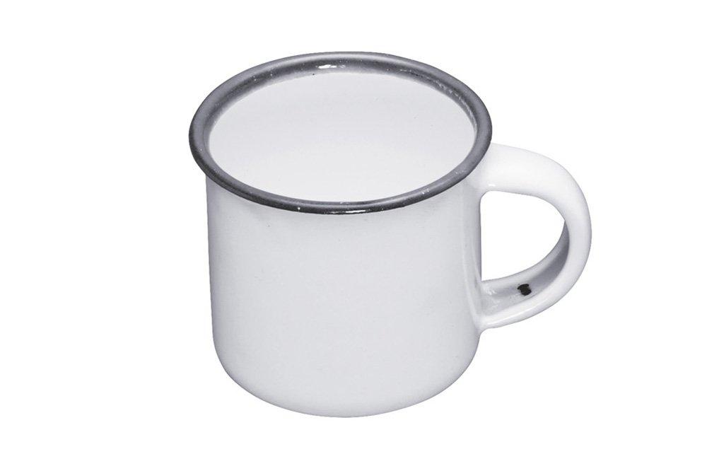 Living Nostalgia White With Grey Rim Enamel Mug 90ml