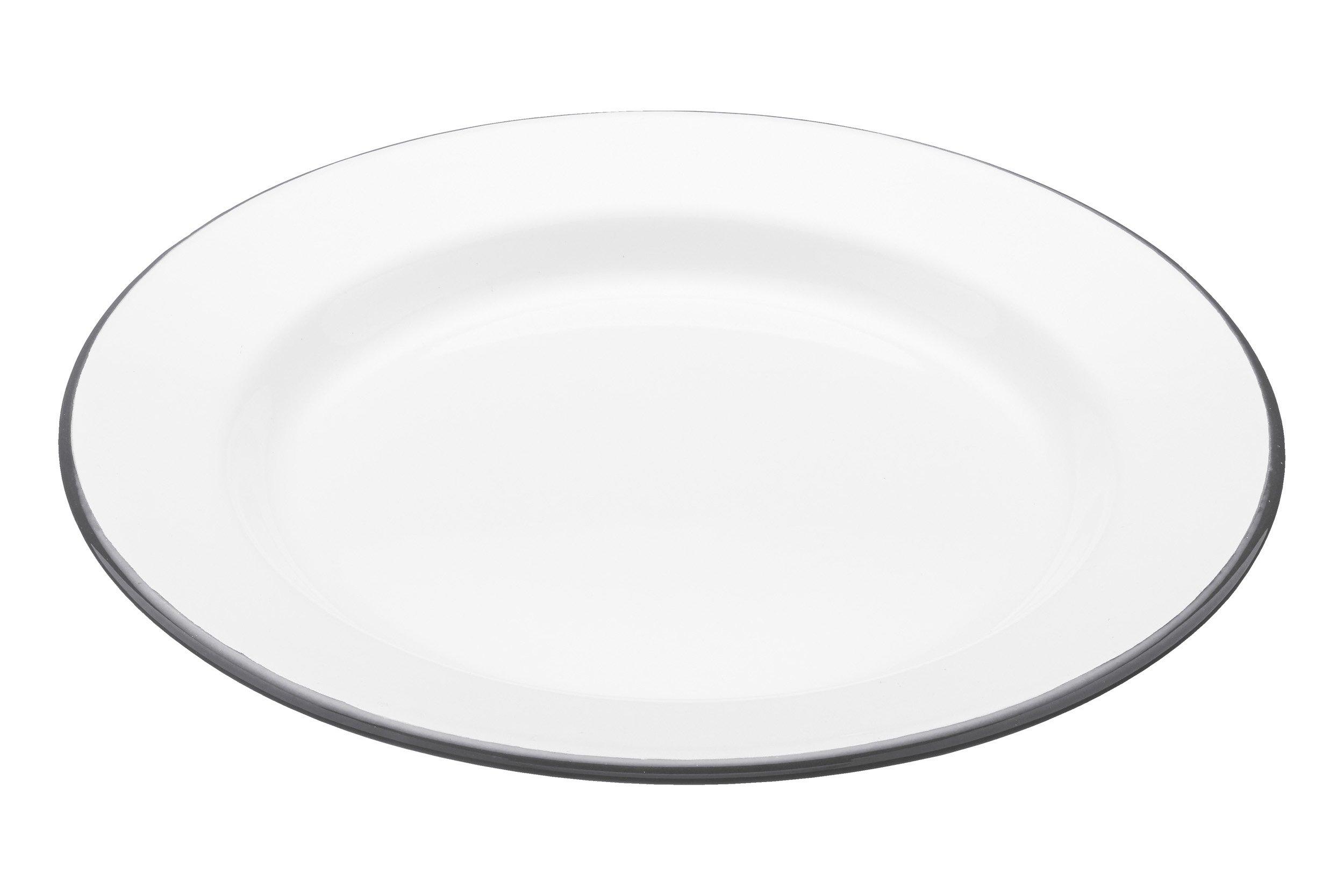 Living Nostalgia White With Grey Rim Enamel Plate 24cm