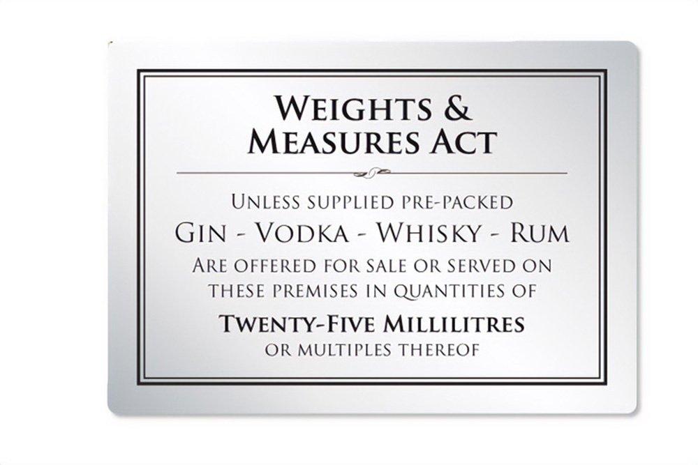 Silver Weights & Measures Notice Sign 25ml