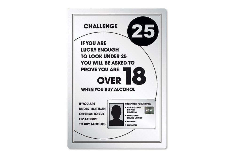 Silver Challenge 25 Bar Licensing Sign 21x29.7cm