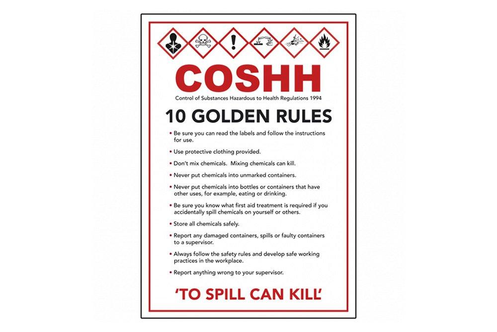 10 Golden Rules Of COSHH Sign