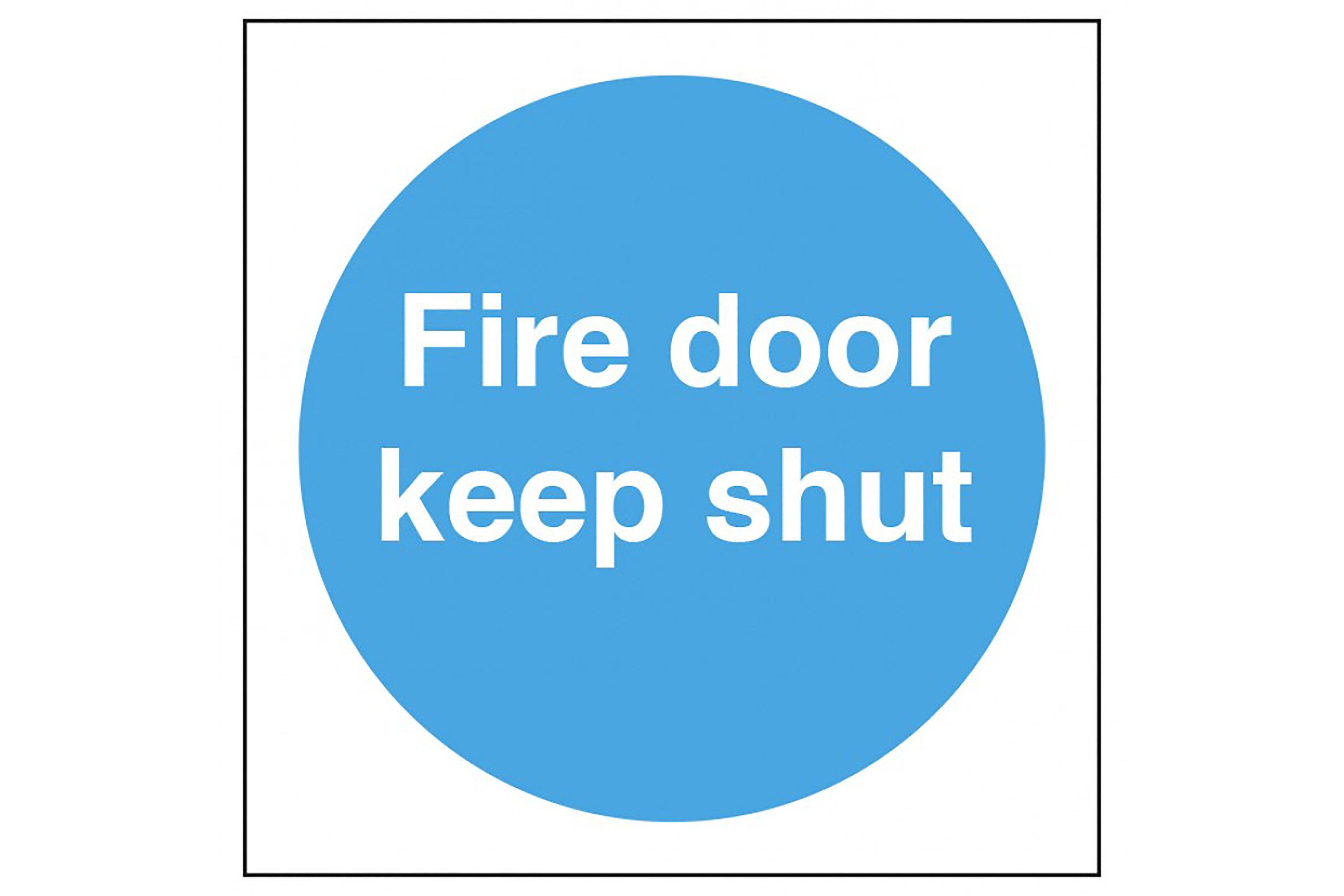 Fire Door Keep Shut Sign White/Blue