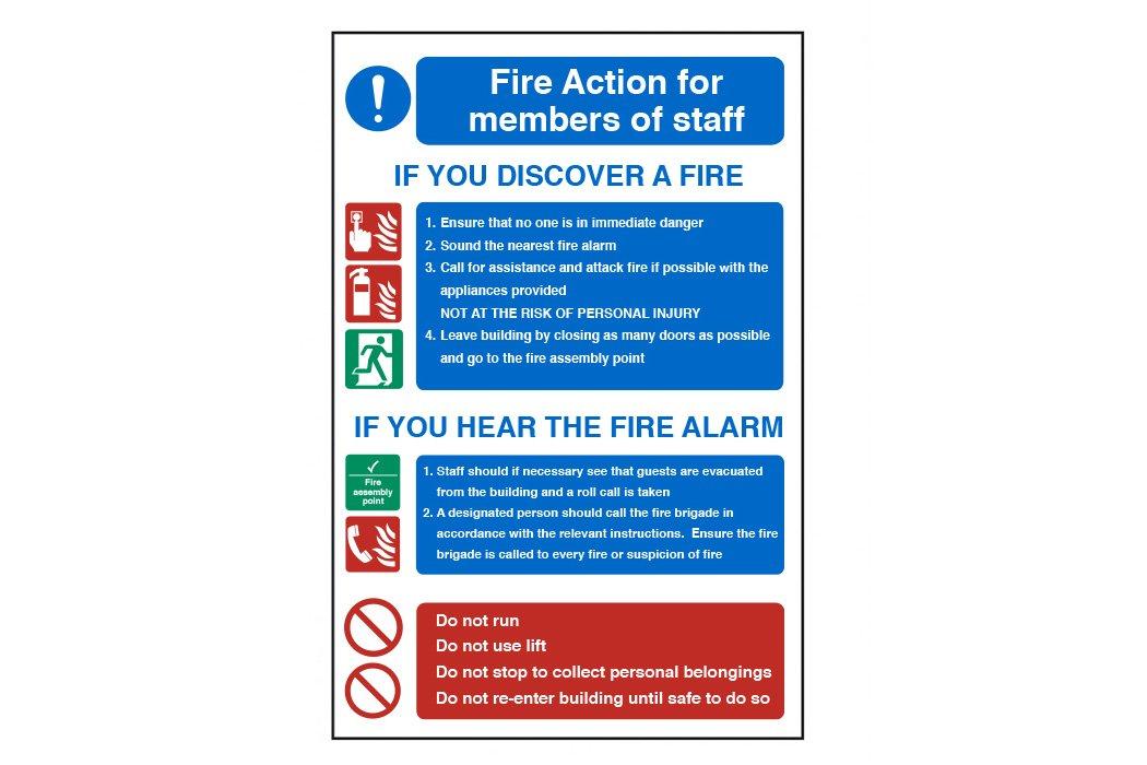 Fire Action Notice "Fire Action for Members of Staff" Sign